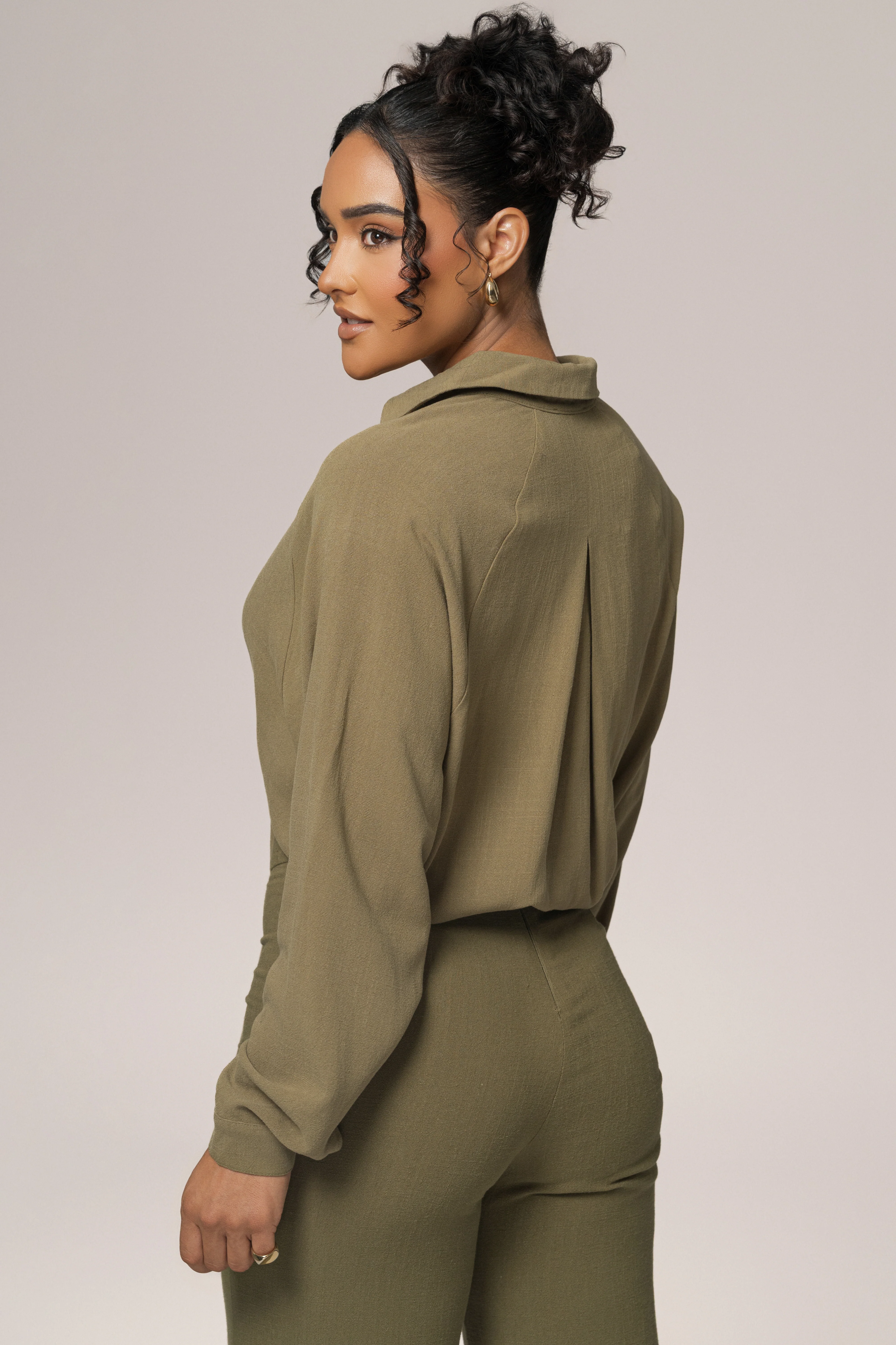 Olive Soho Front Tied Woven Top - Image 6