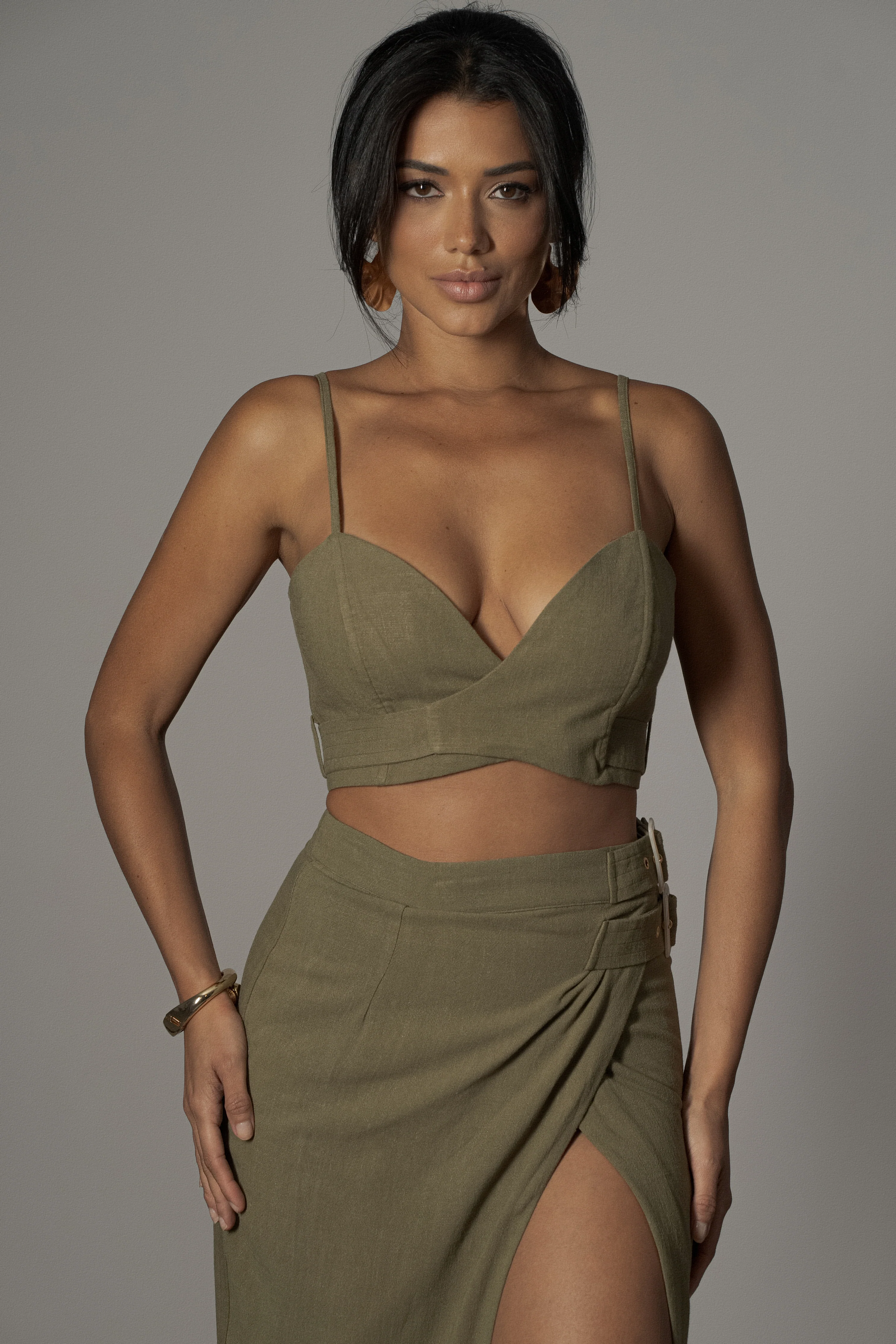 Olive Sunrise Linen Bustier - Image 3