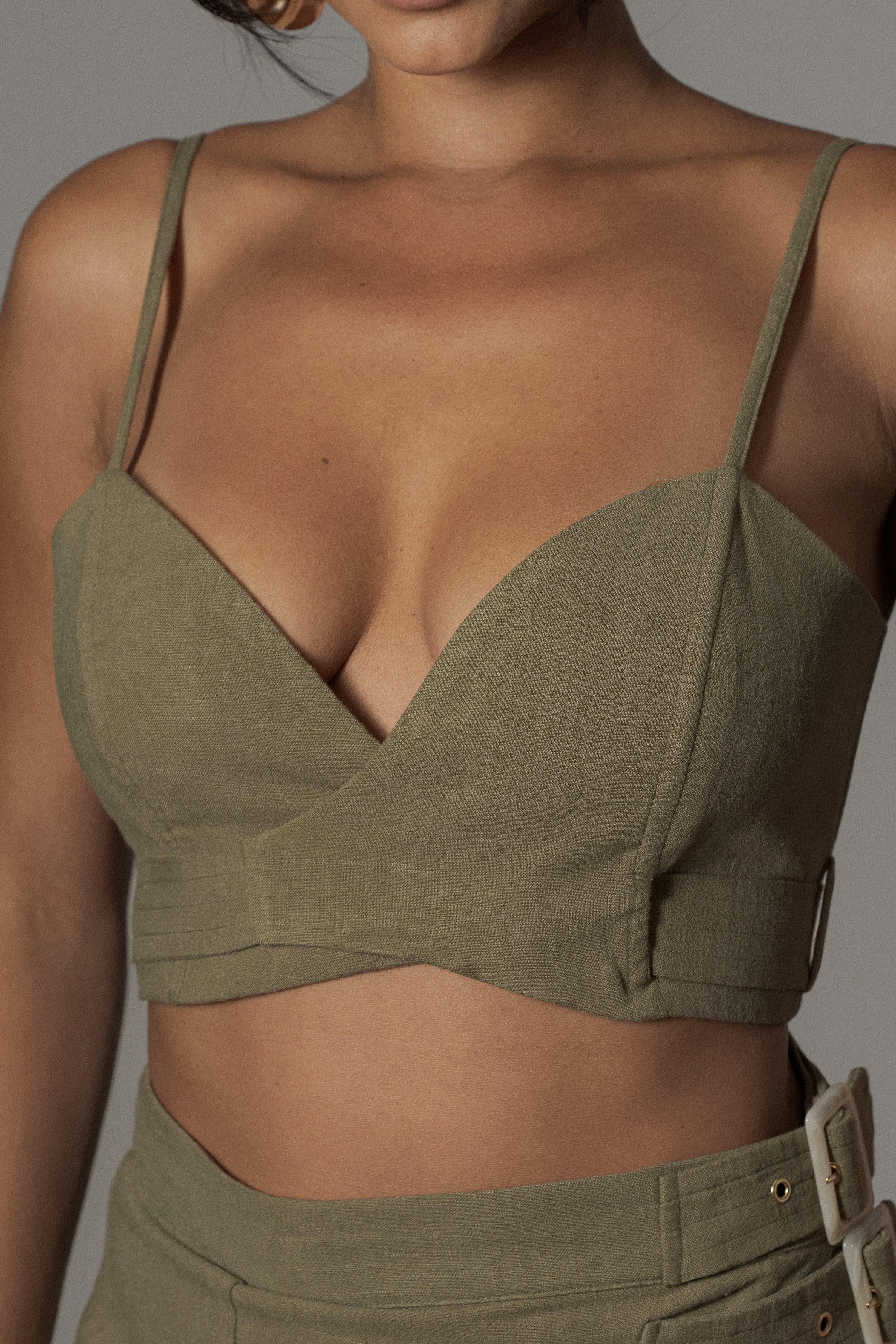 Olive Sunrise Linen Bustier - Image 7