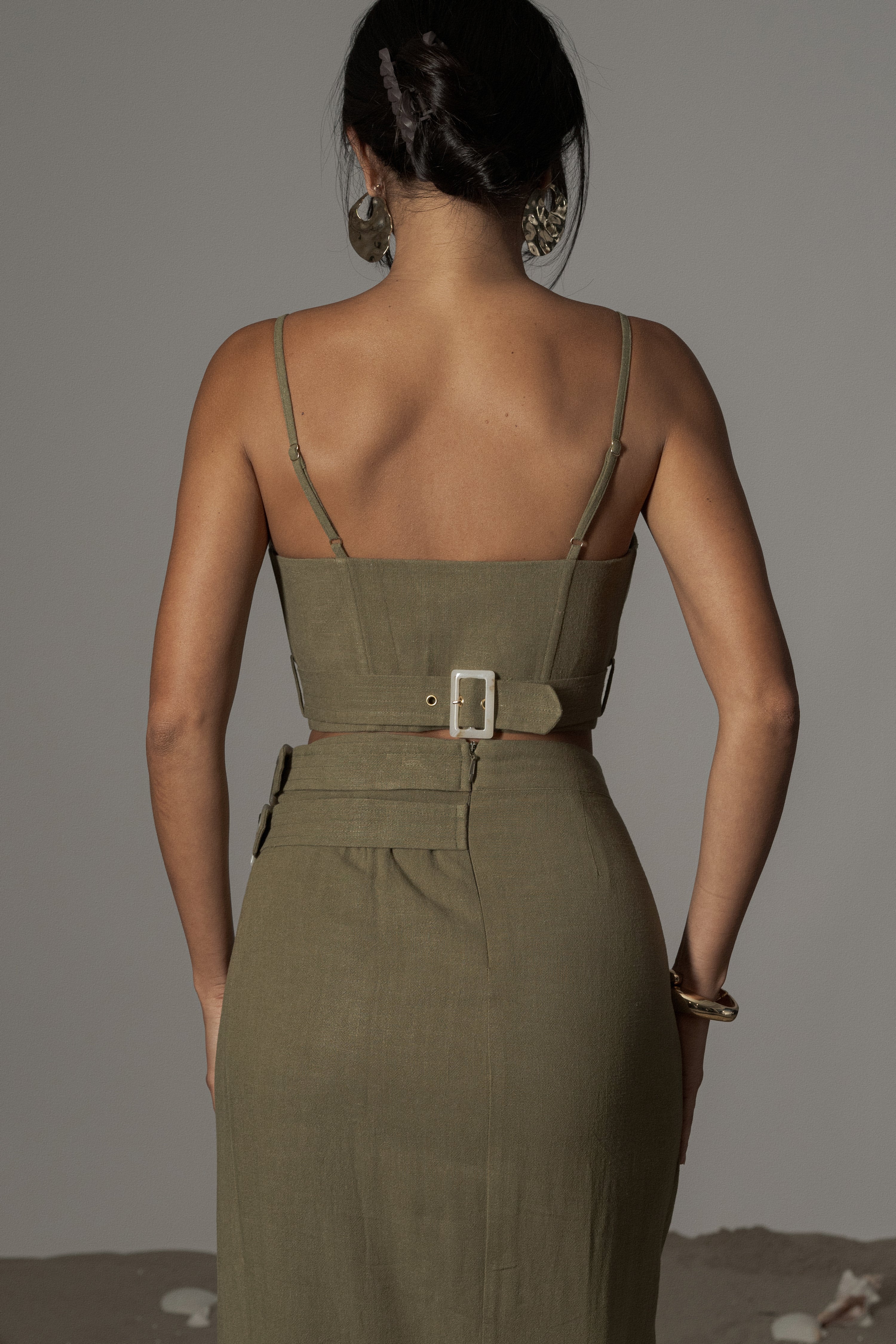 Olive Sunrise Linen Bustier - Image 8