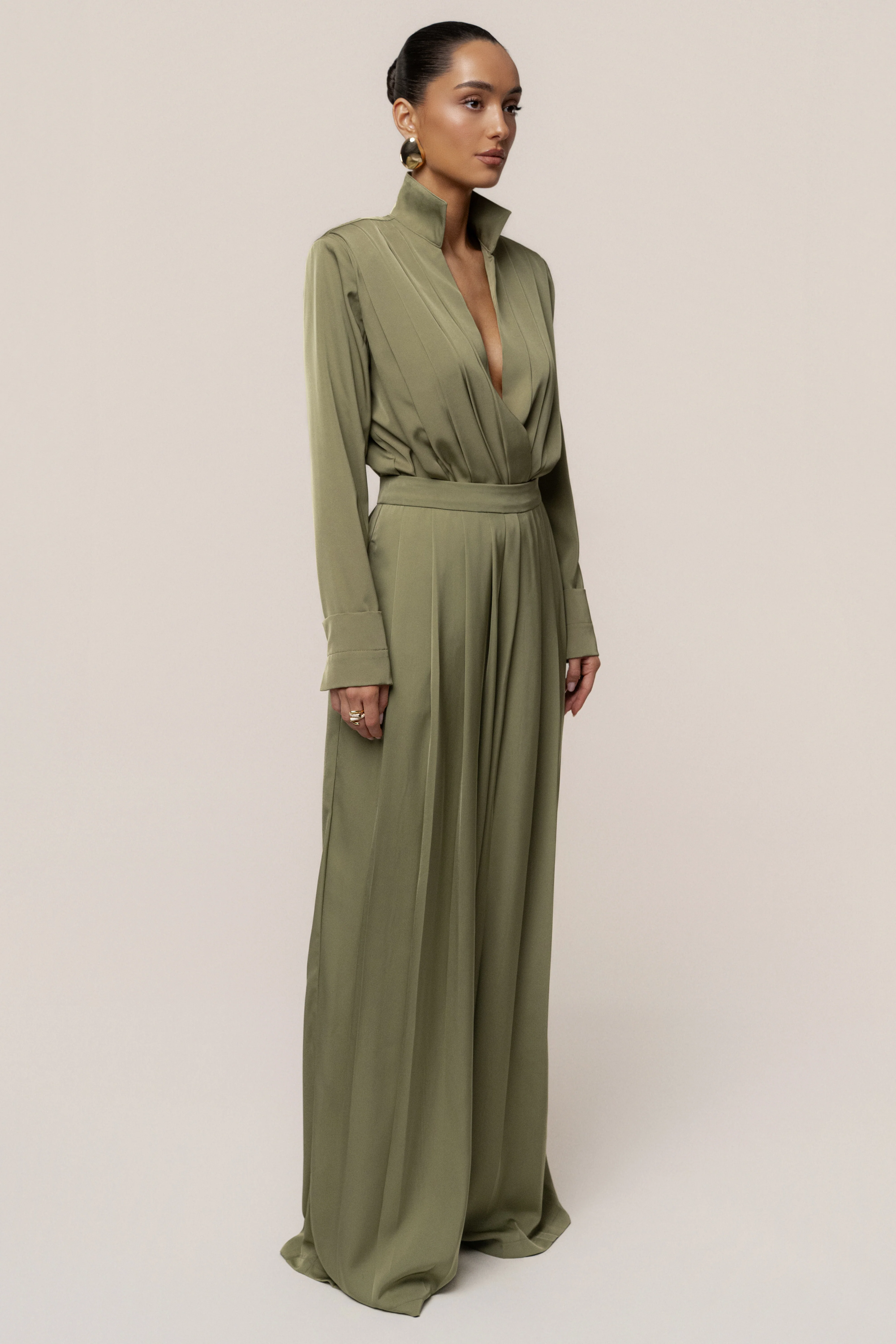 Olive Visionary Pleated Bodysuit - Image 10
