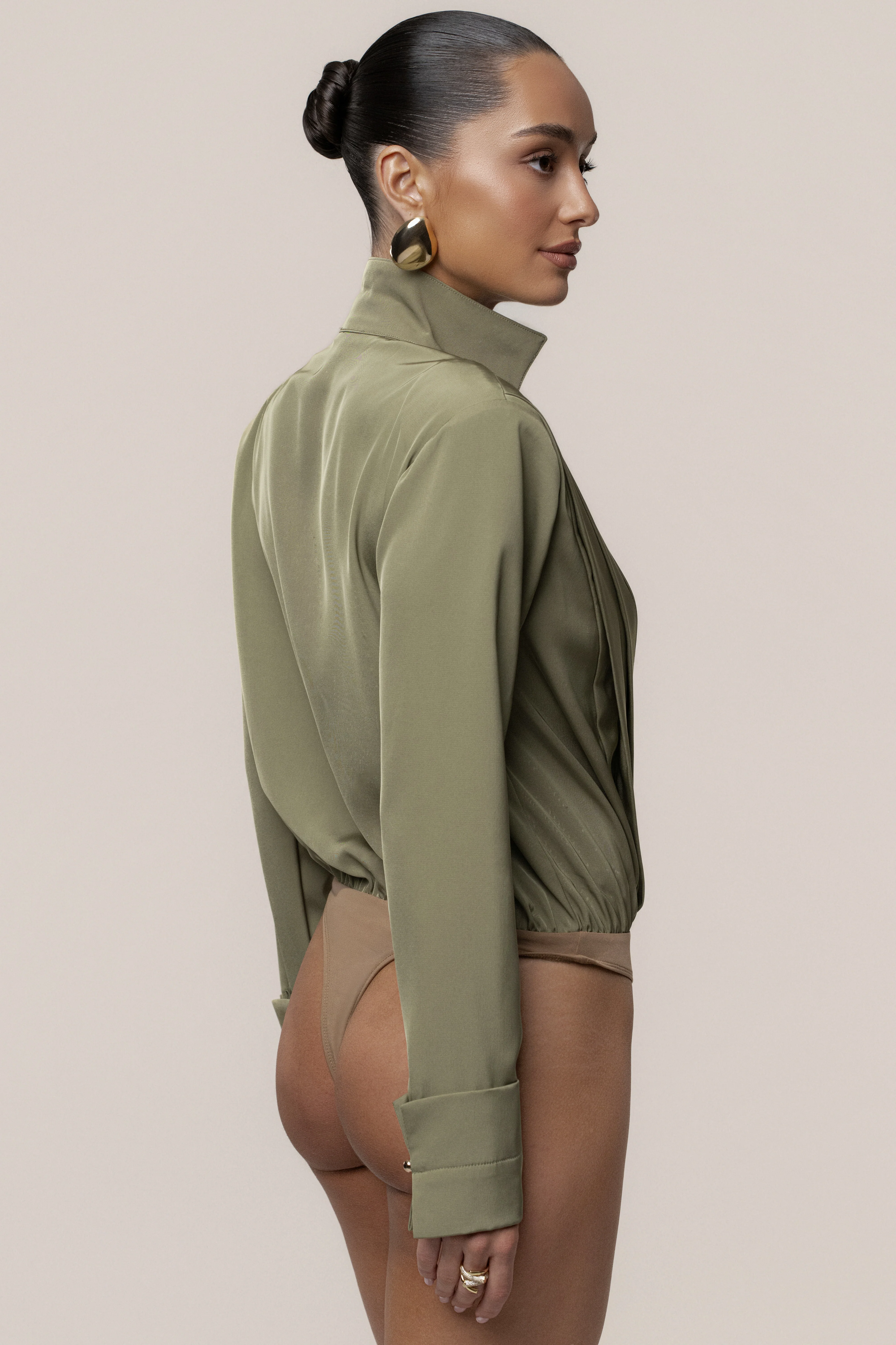 Olive Visionary Pleated Bodysuit - Image 14