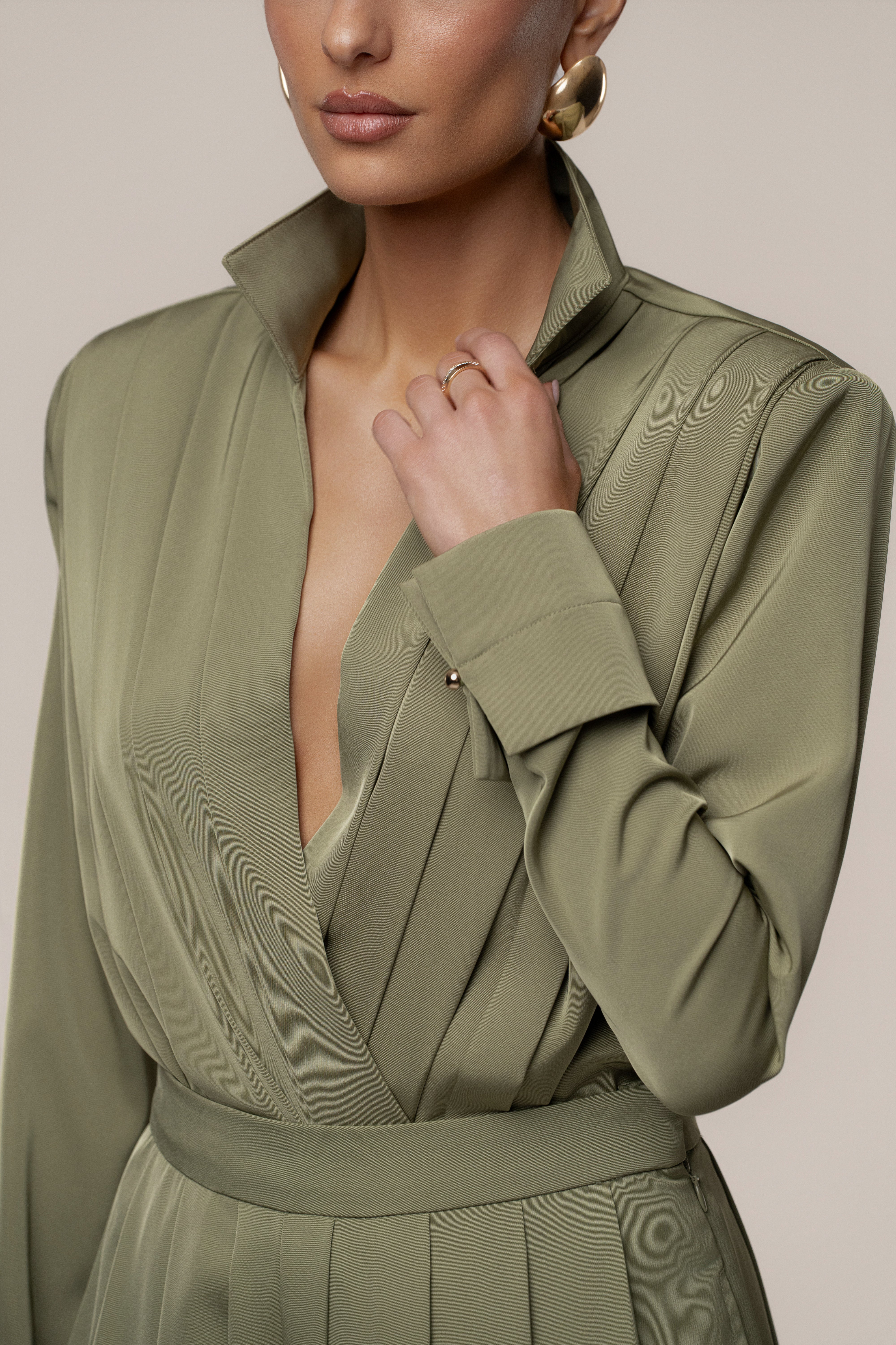 Olive Visionary Pleated Bodysuit - Image 3
