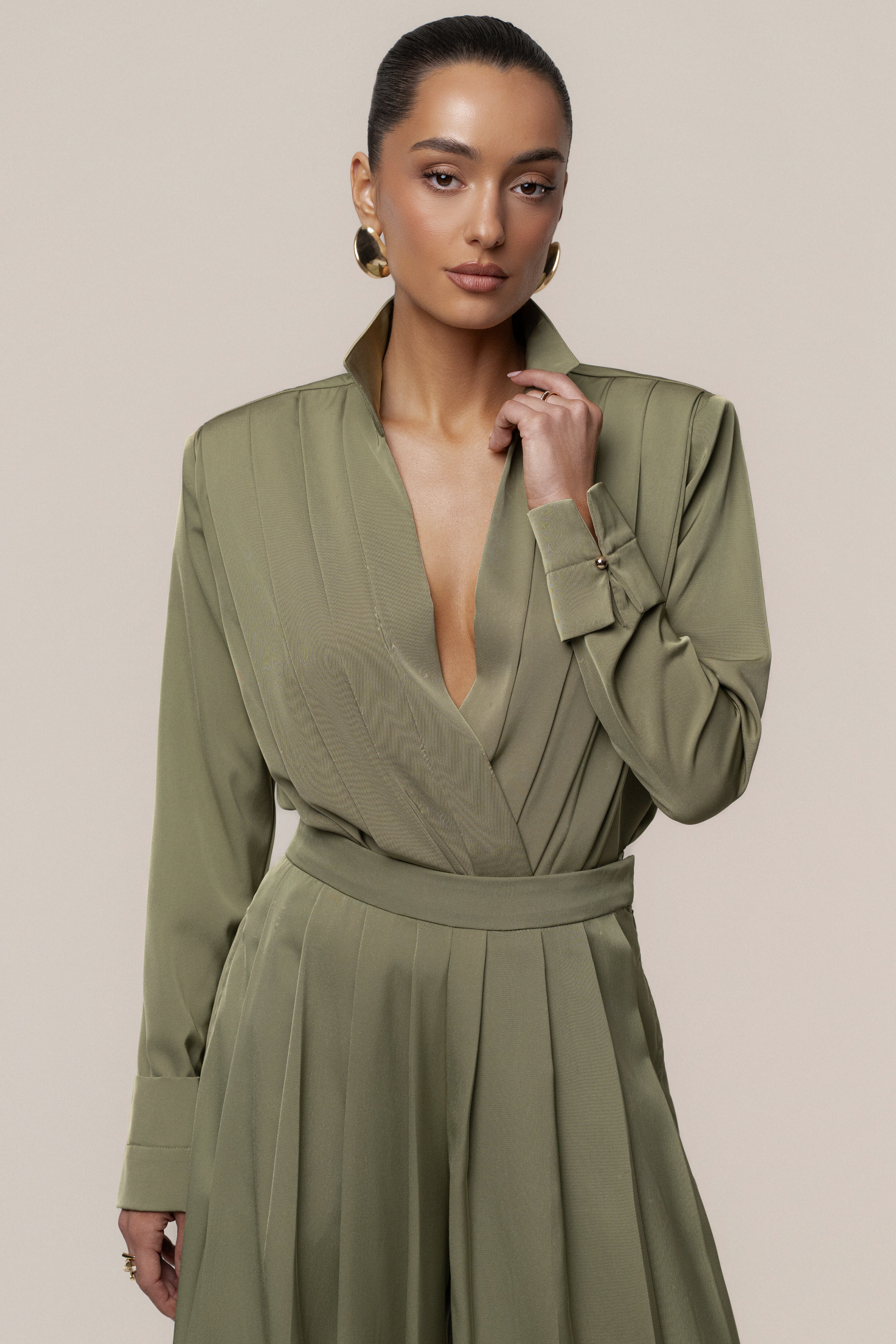 Olive Visionary Pleated Bodysuit - Image 5