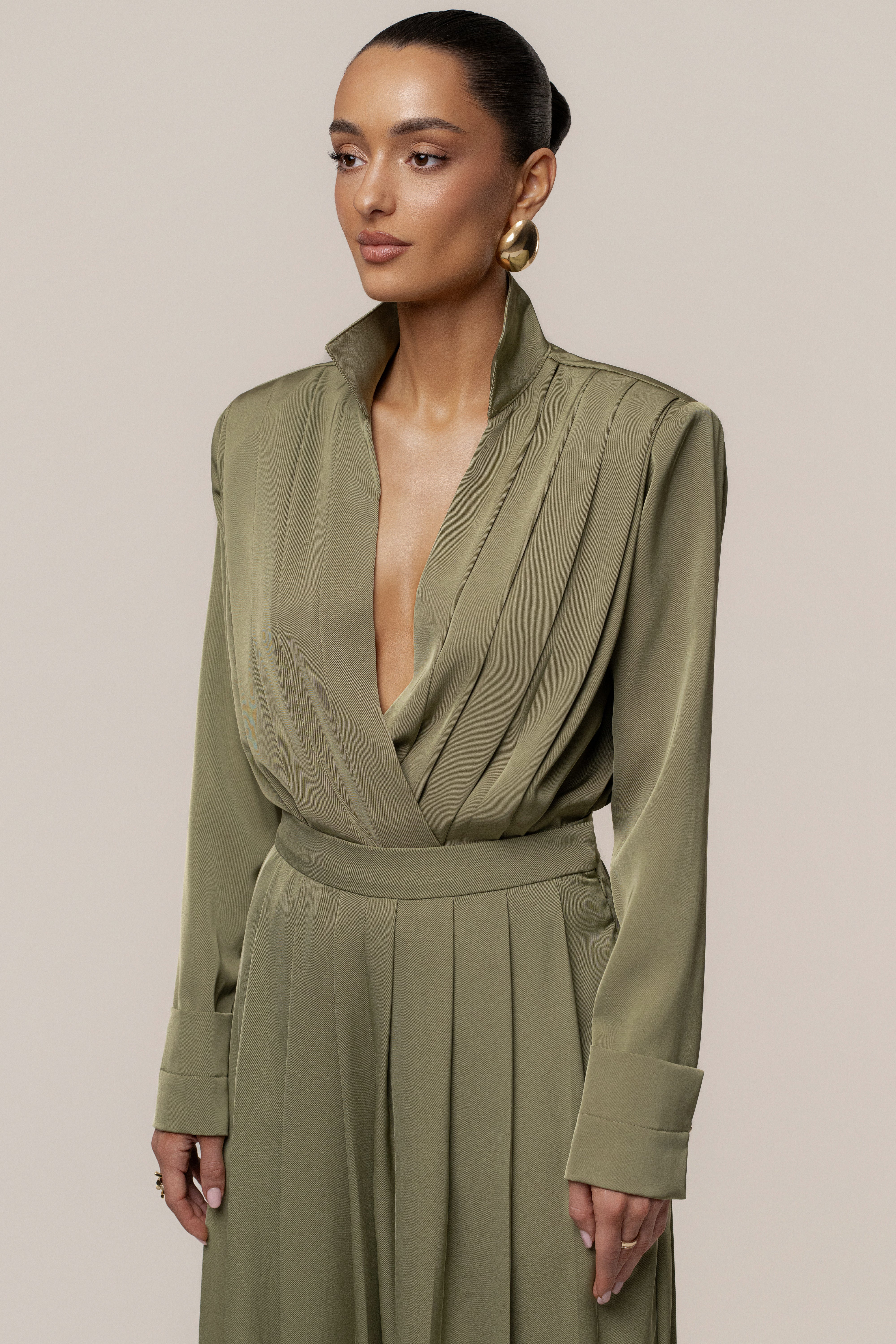 Olive Visionary Pleated Bodysuit - Image 8