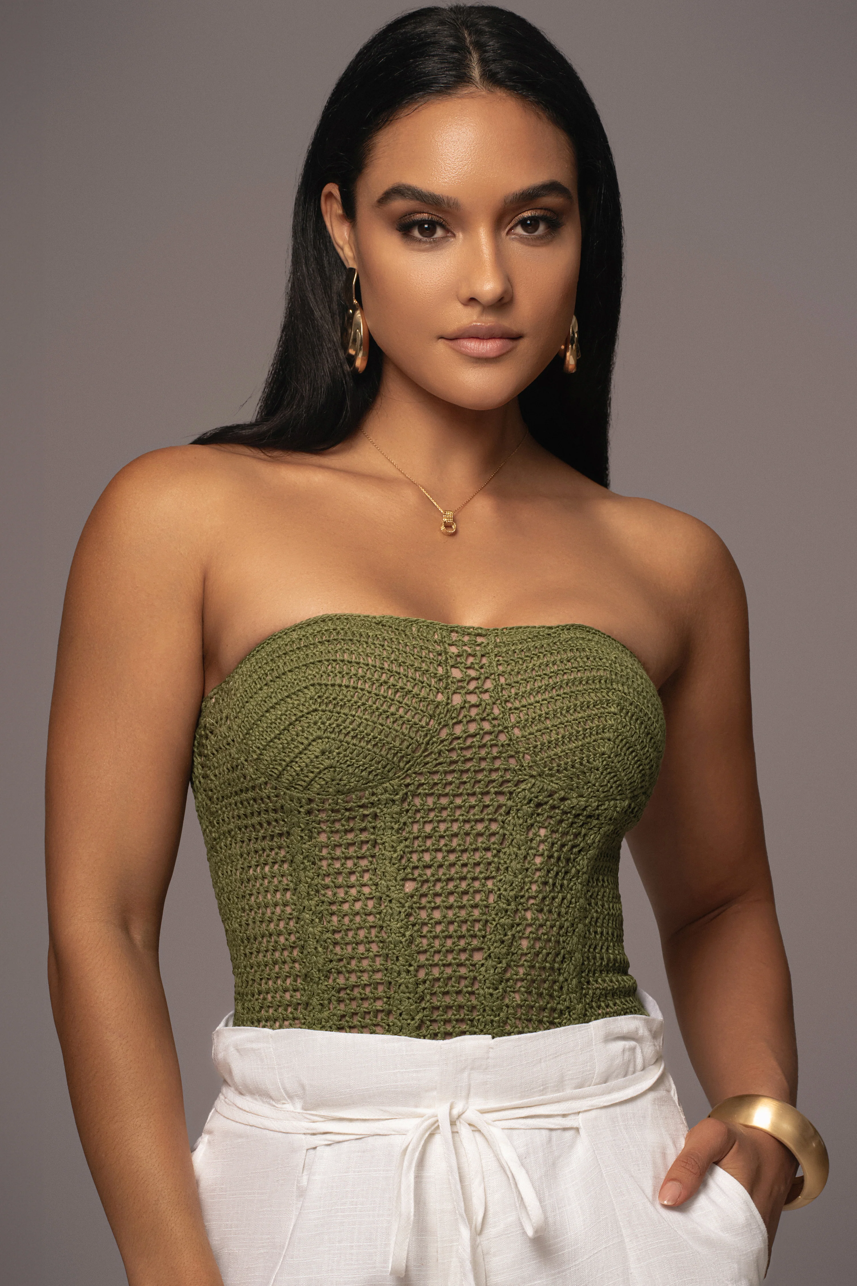 Olive Want It All Crochet Bustier - Image 3