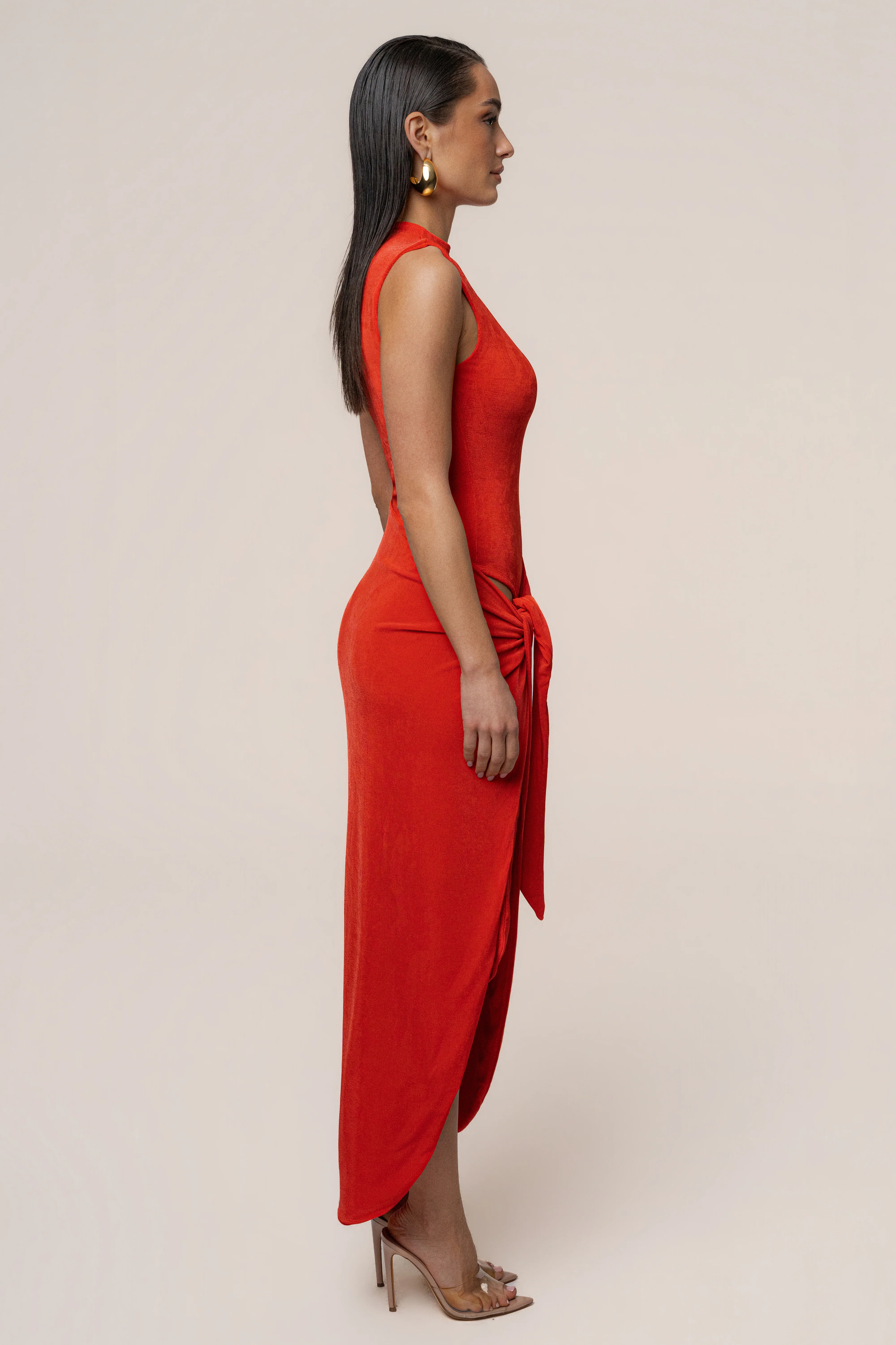 Orange Aubree Midi Dress - Image 11