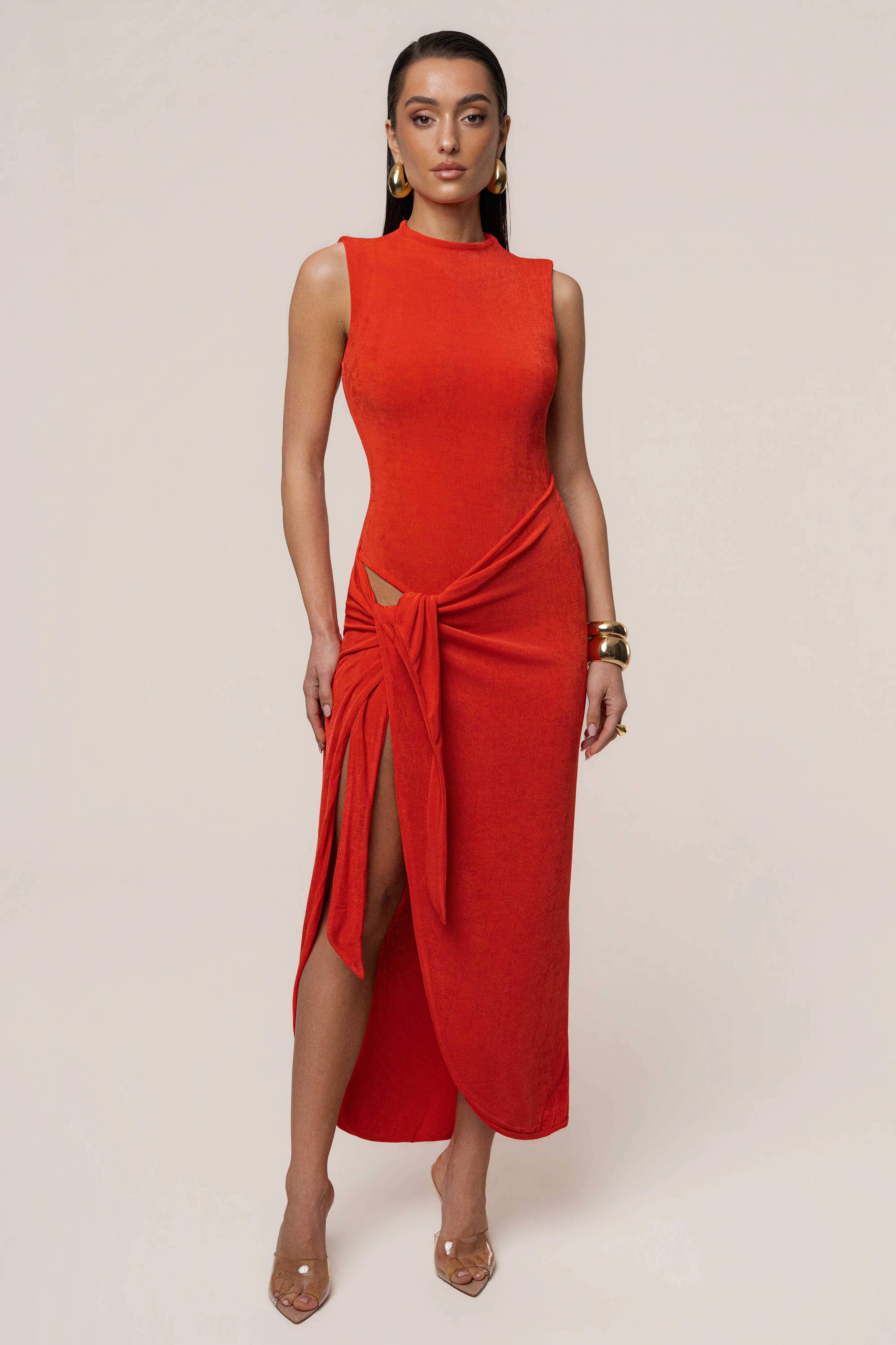 Orange Aubree Midi Dress - Image 2