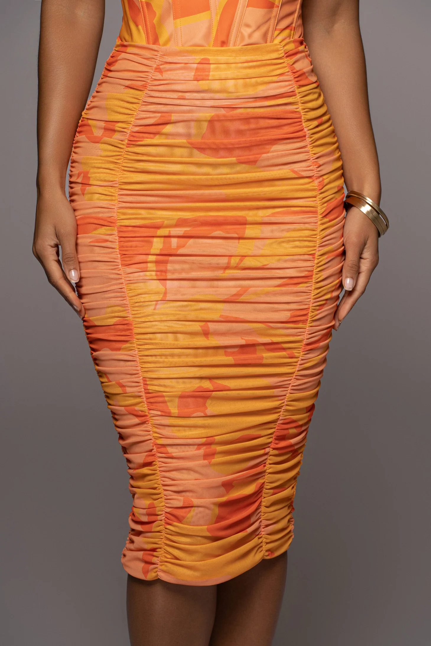 Orange Costa Rica Floral Skirt - Image 4