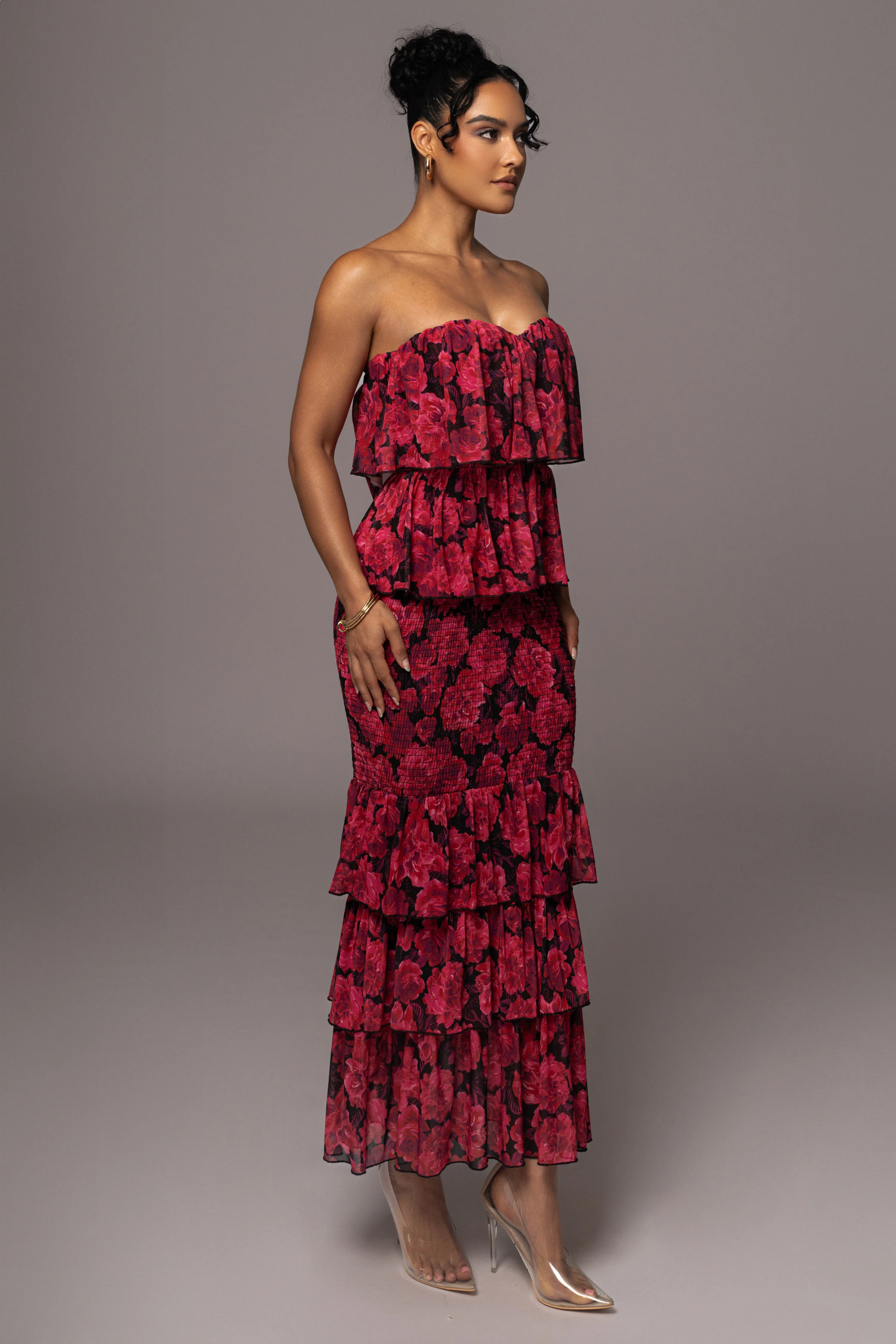 Pink Floral Casa Blanca Ruffle Dress - Image 15