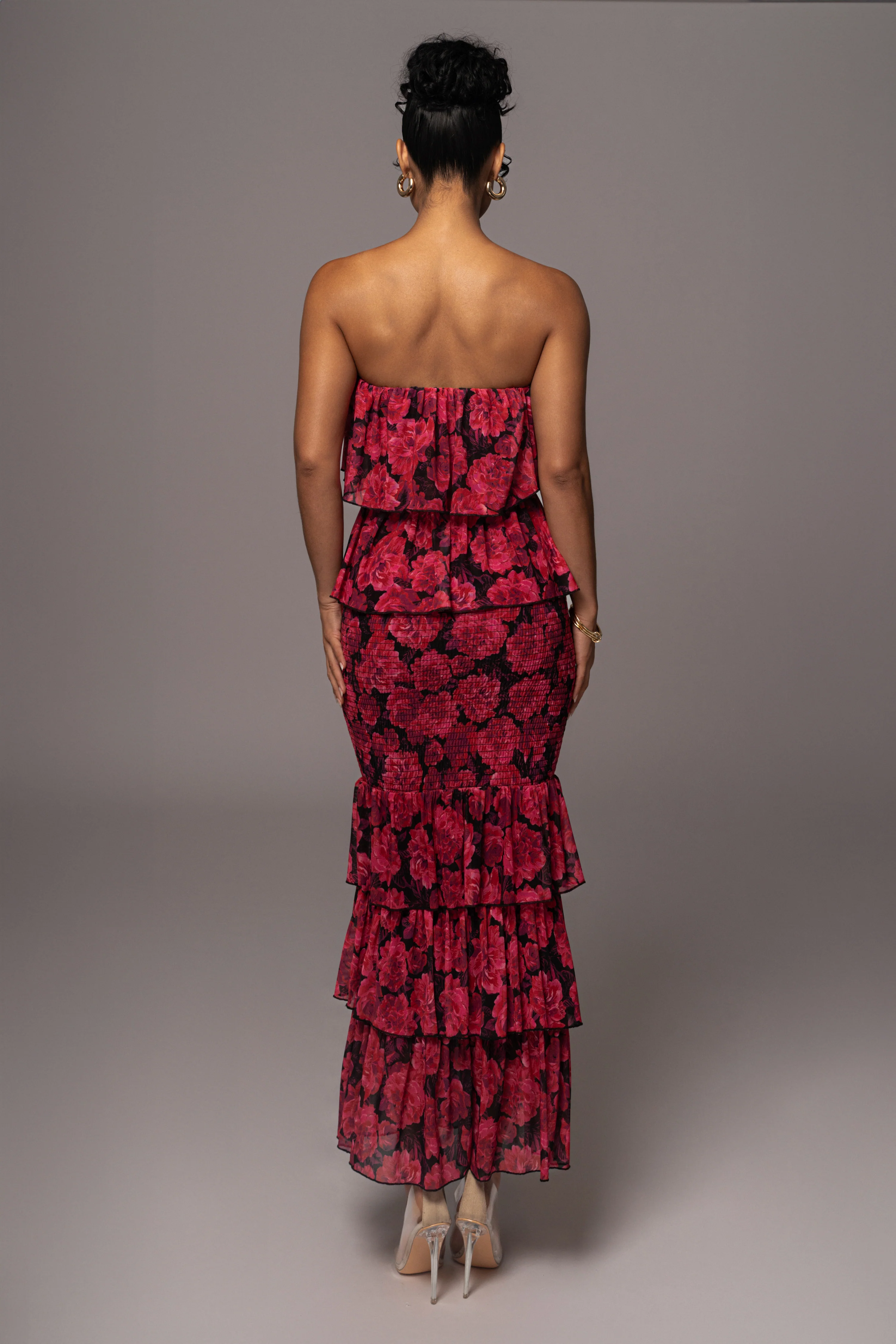Pink Floral Casa Blanca Ruffle Dress - Image 18