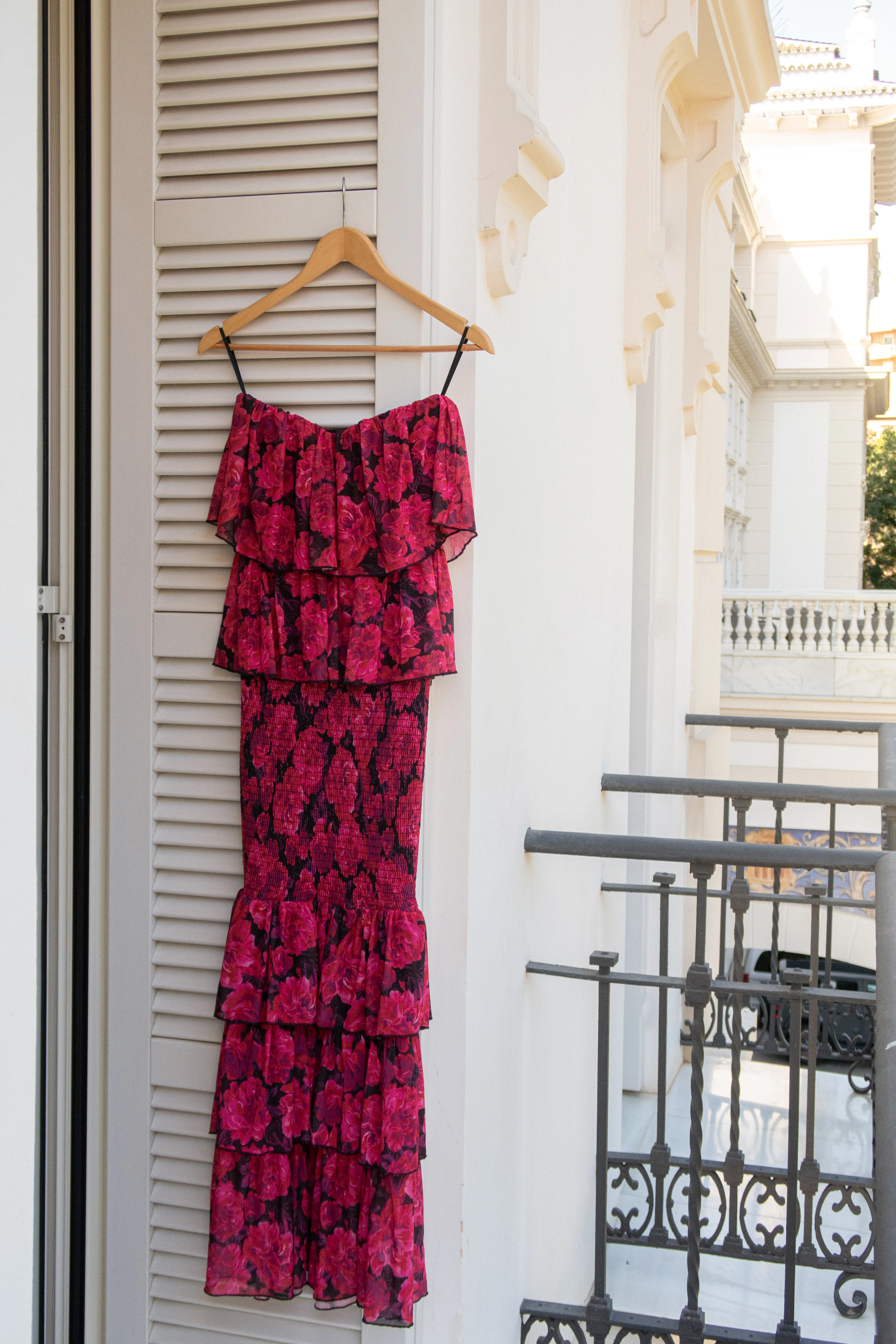Pink Floral Casa Blanca Ruffle Dress - Image 8