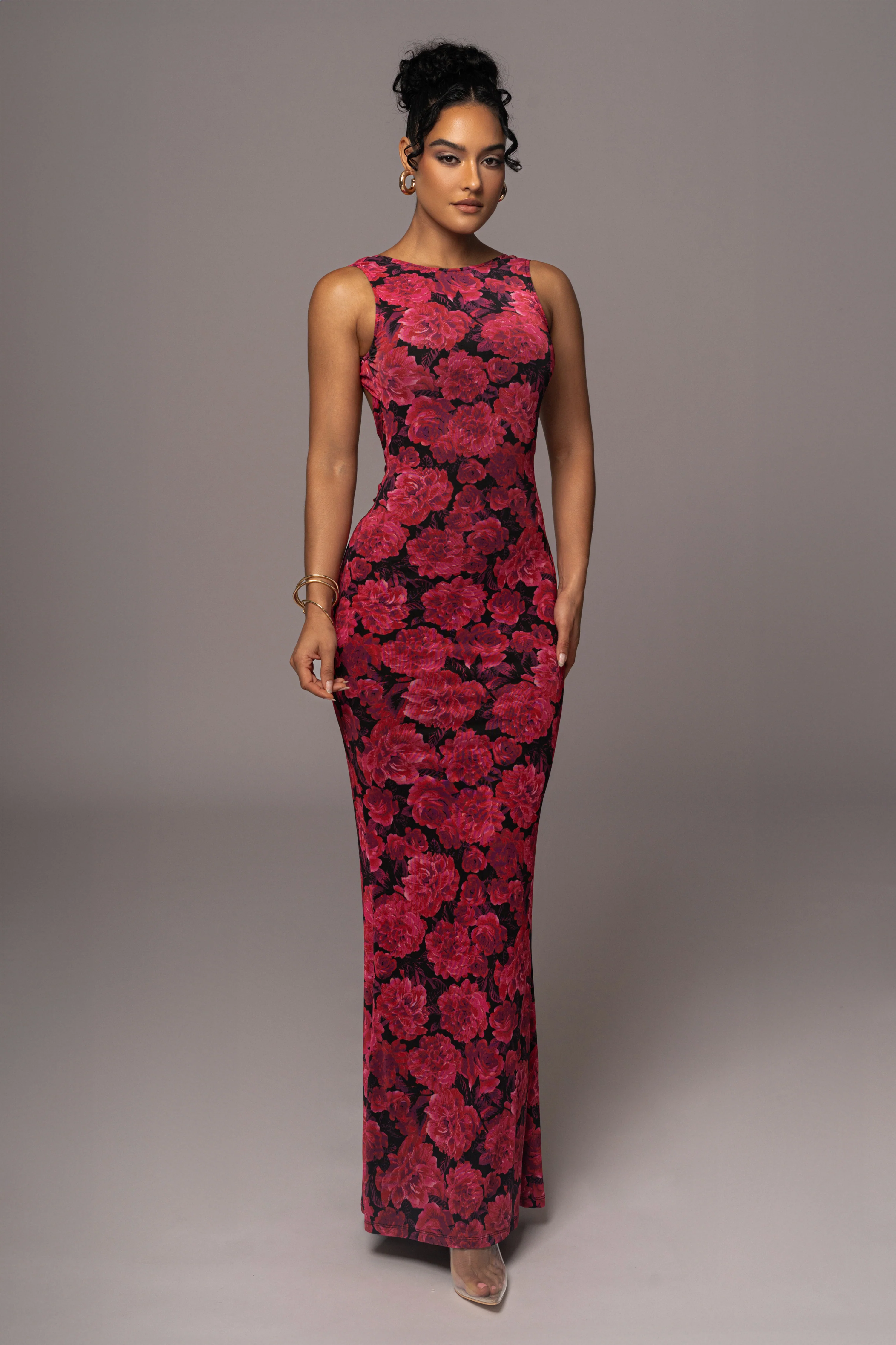 Pink Floral Front And Center Maxi Dress - Image 3