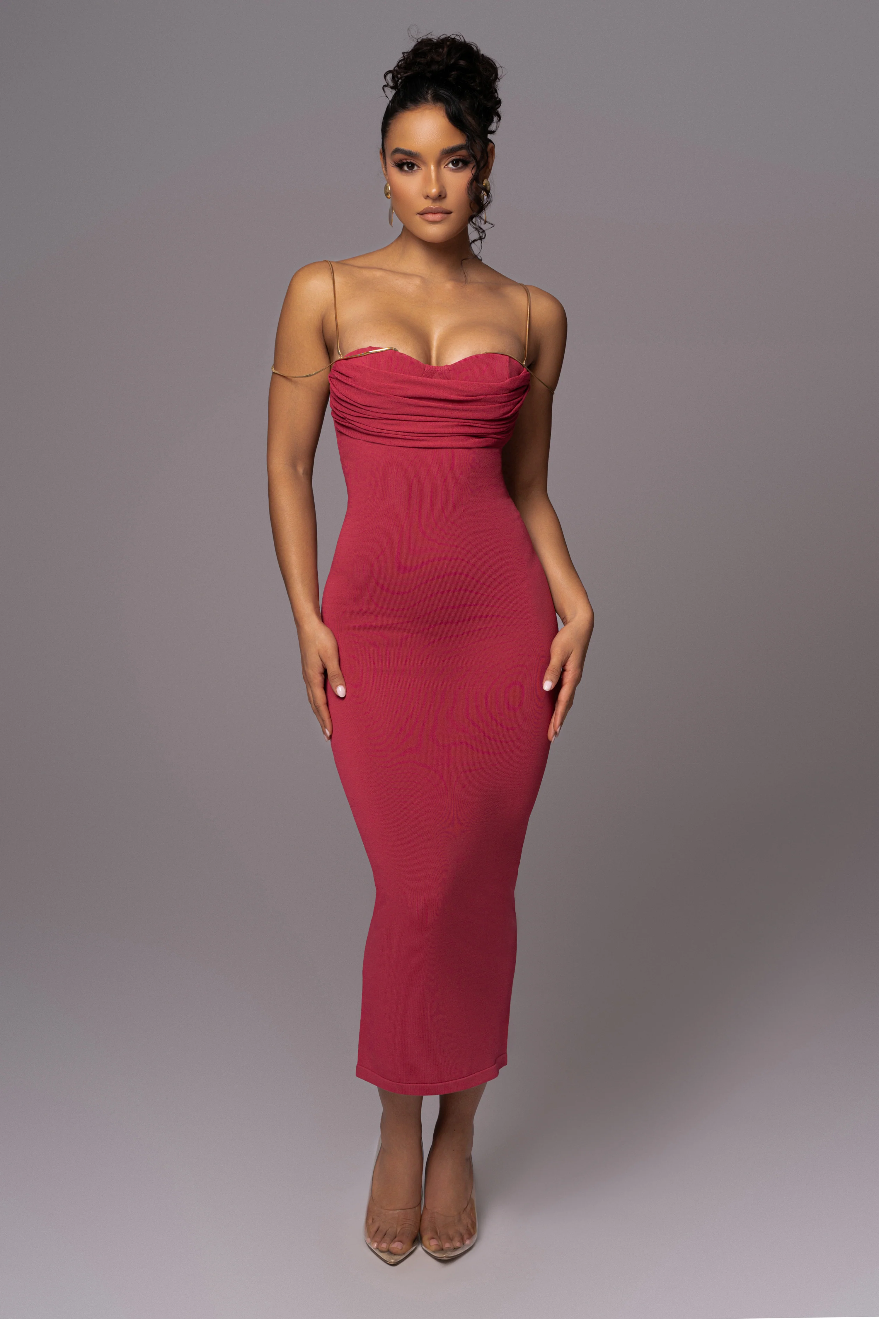 Pink La Lune Drape Midi Dress