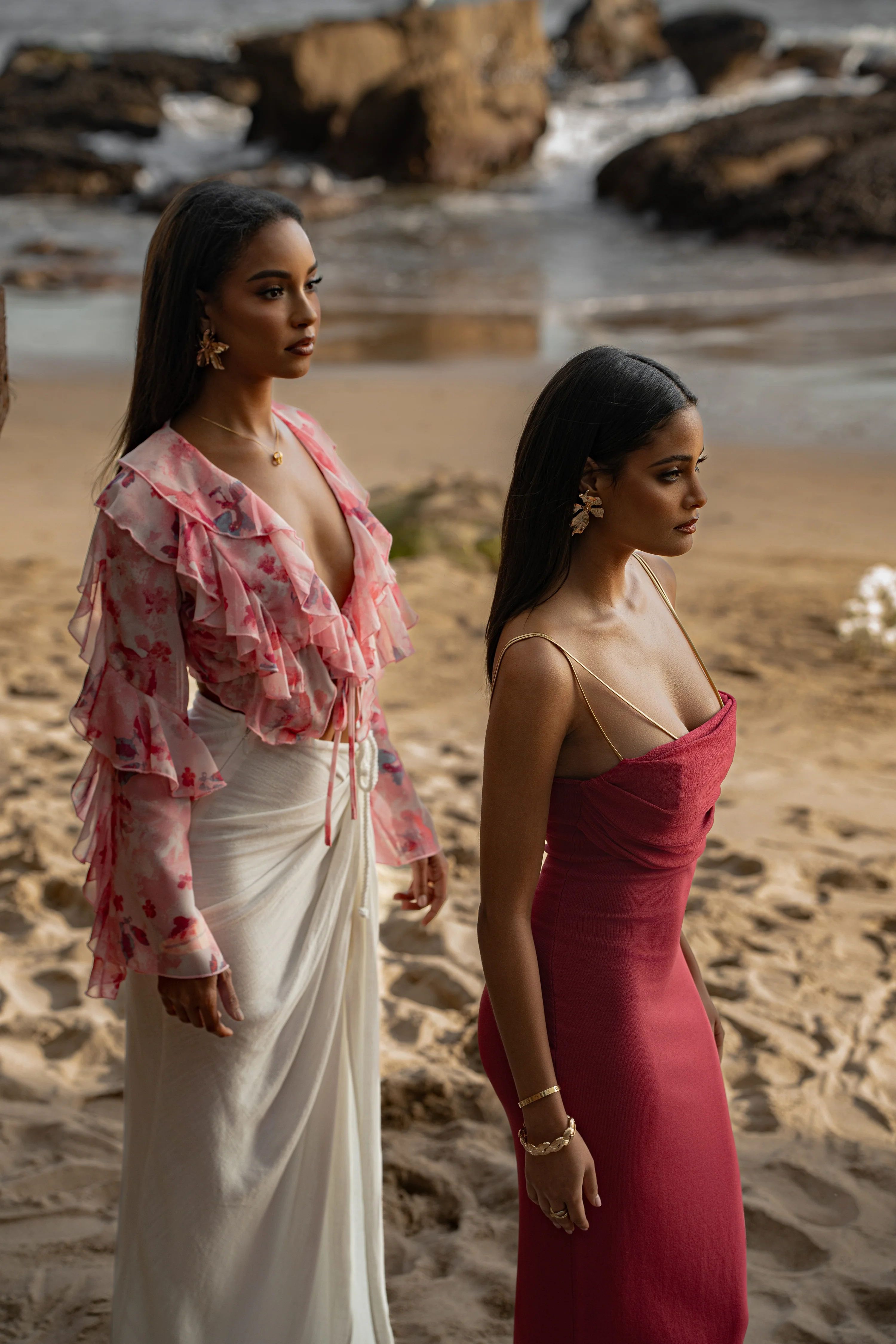 Pink La Lune Drape Midi Dress - Image 12
