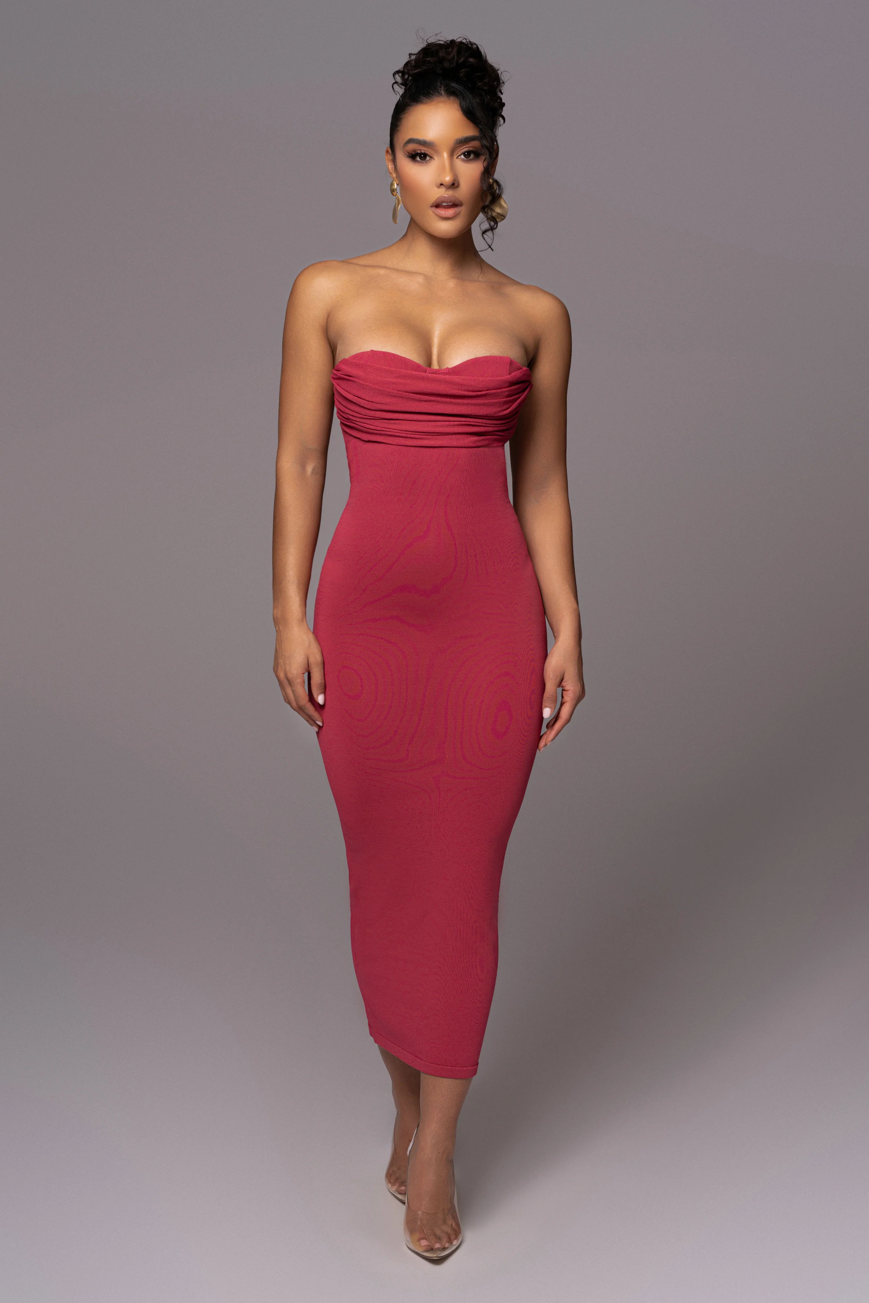 Pink La Lune Drape Midi Dress - Image 6