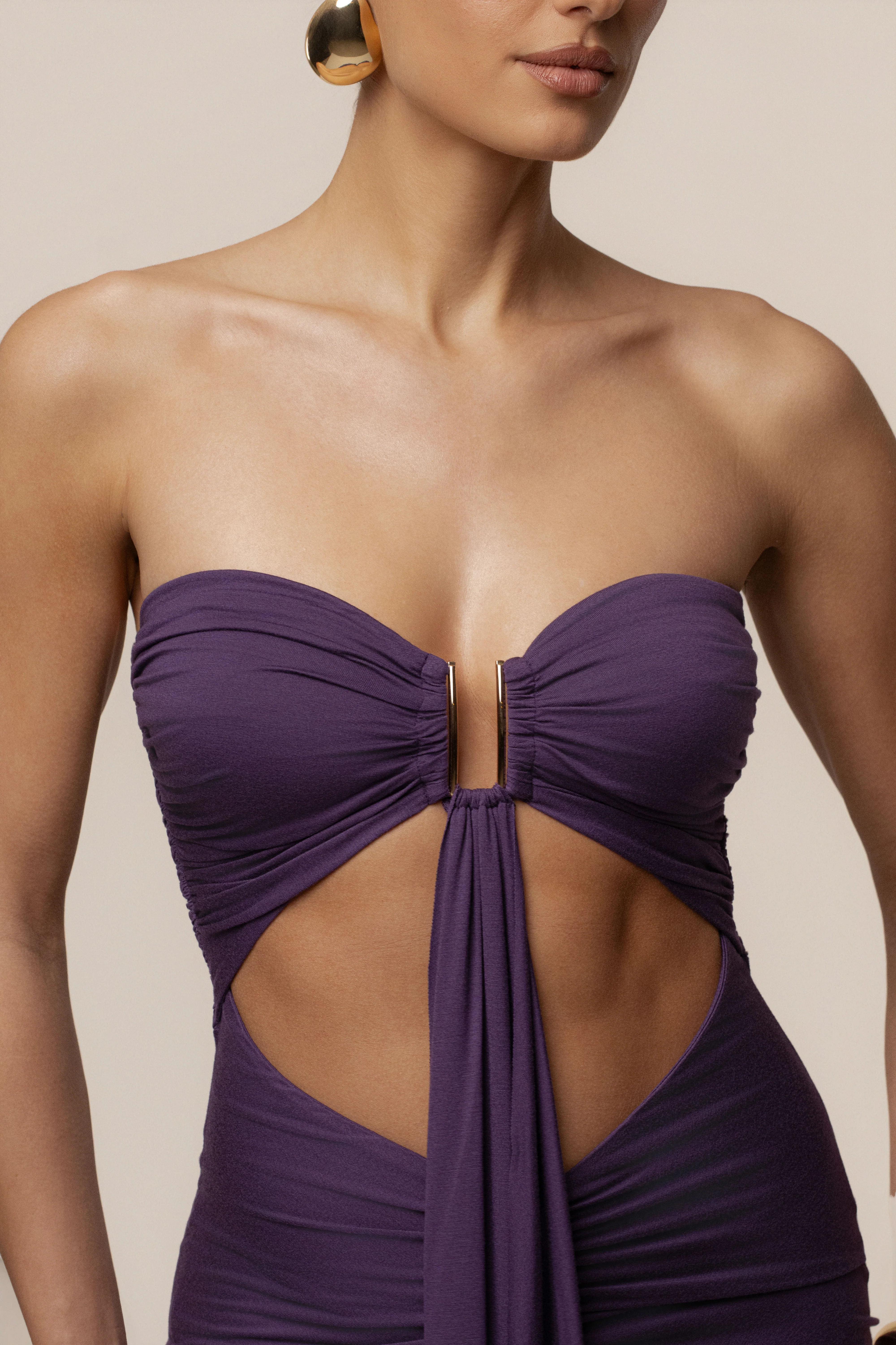 Purple Atlantis Drape Maxi Dress - Image 2