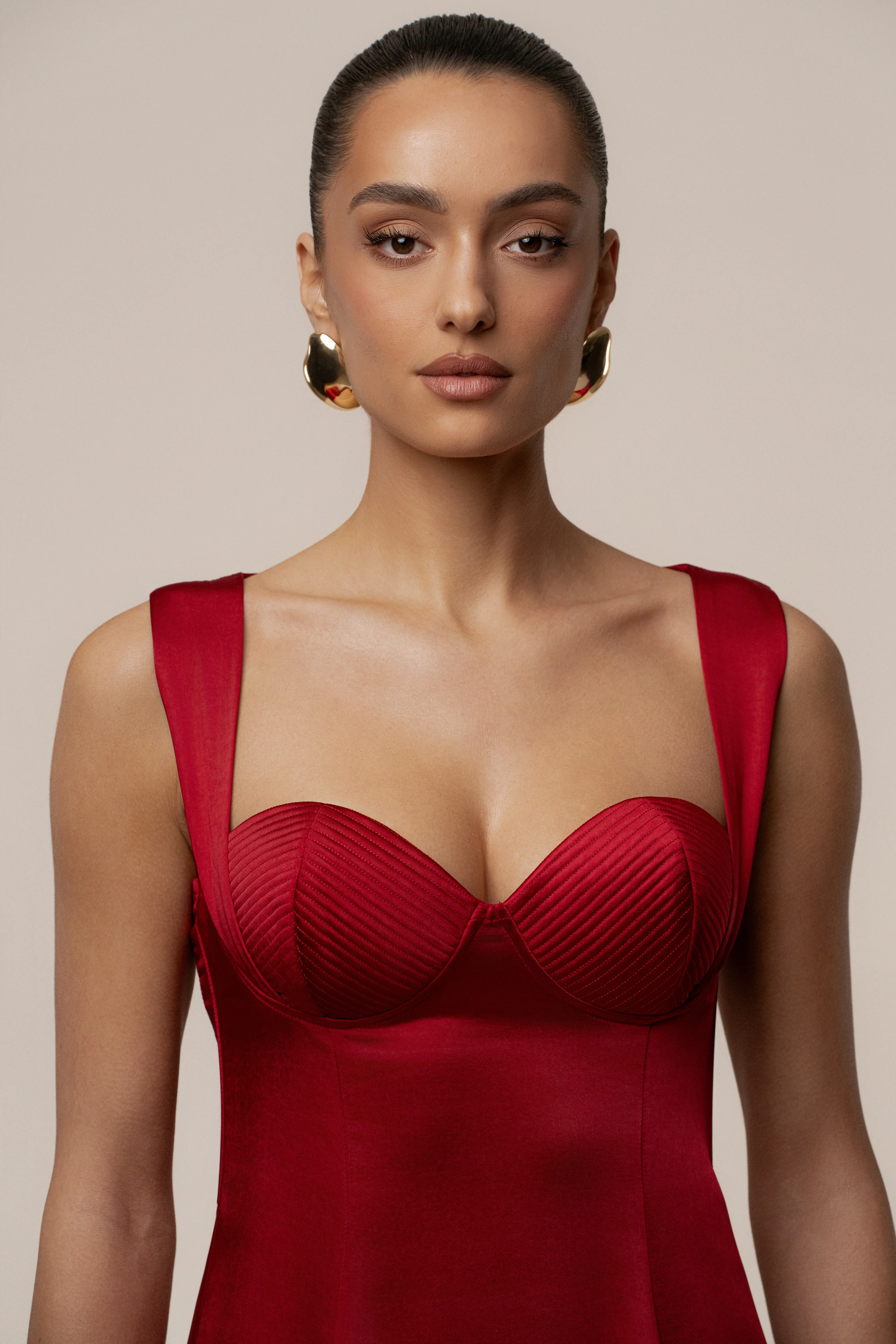 Red Amour Satin Maxi Dress - Image 3
