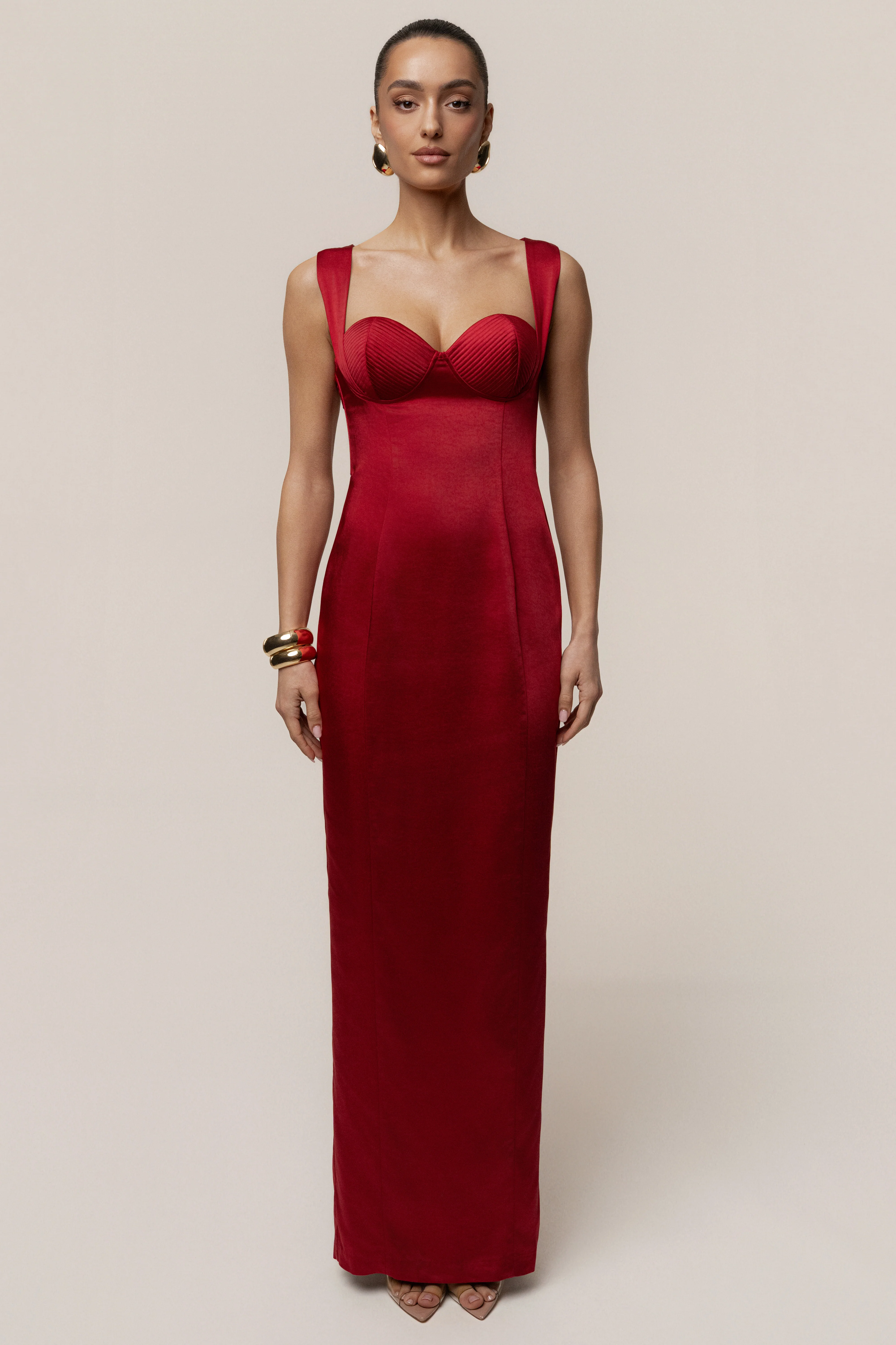 Red Amour Satin Maxi Dress - Image 4