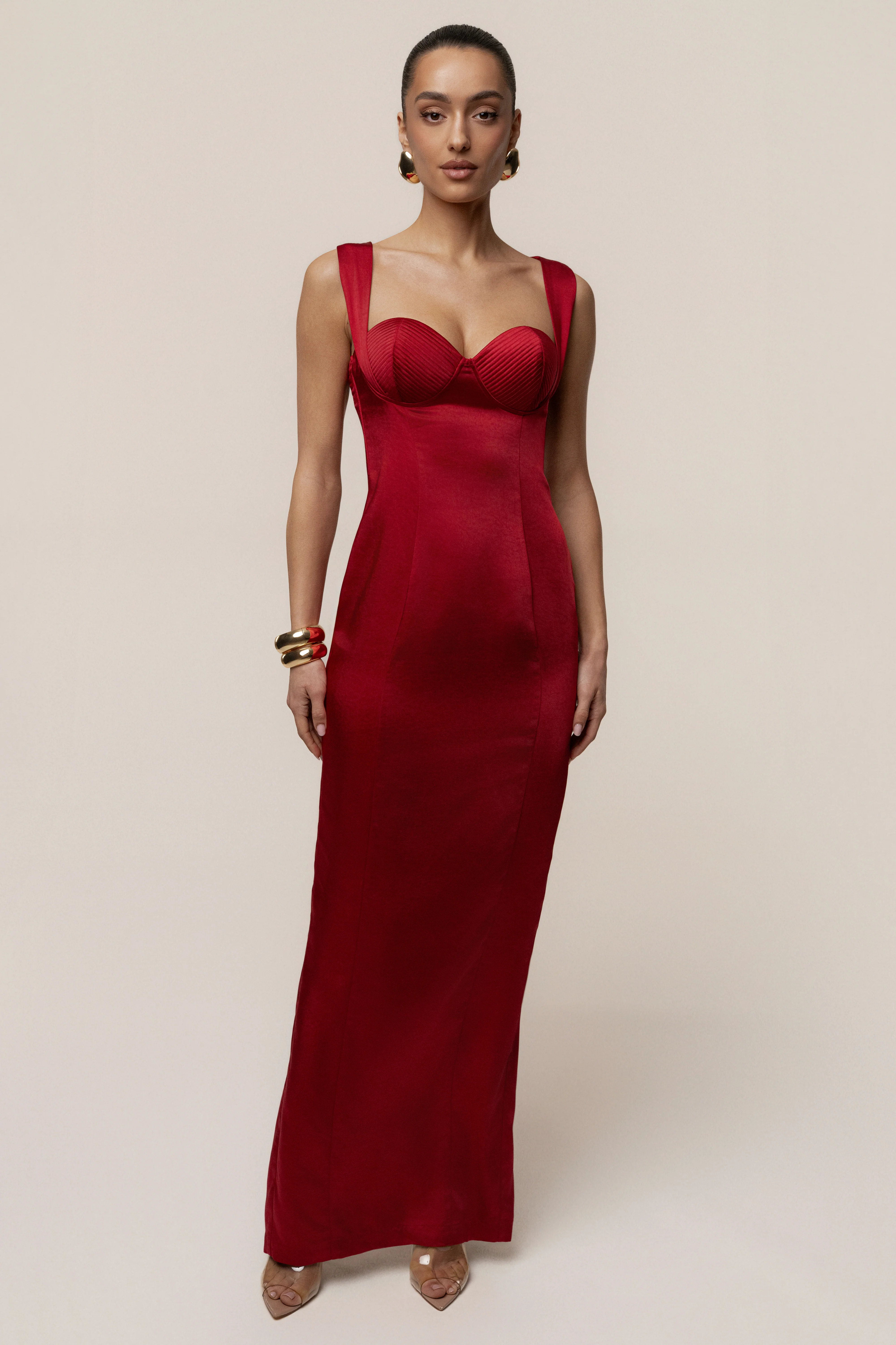 Red Amour Satin Maxi Dress - Image 6