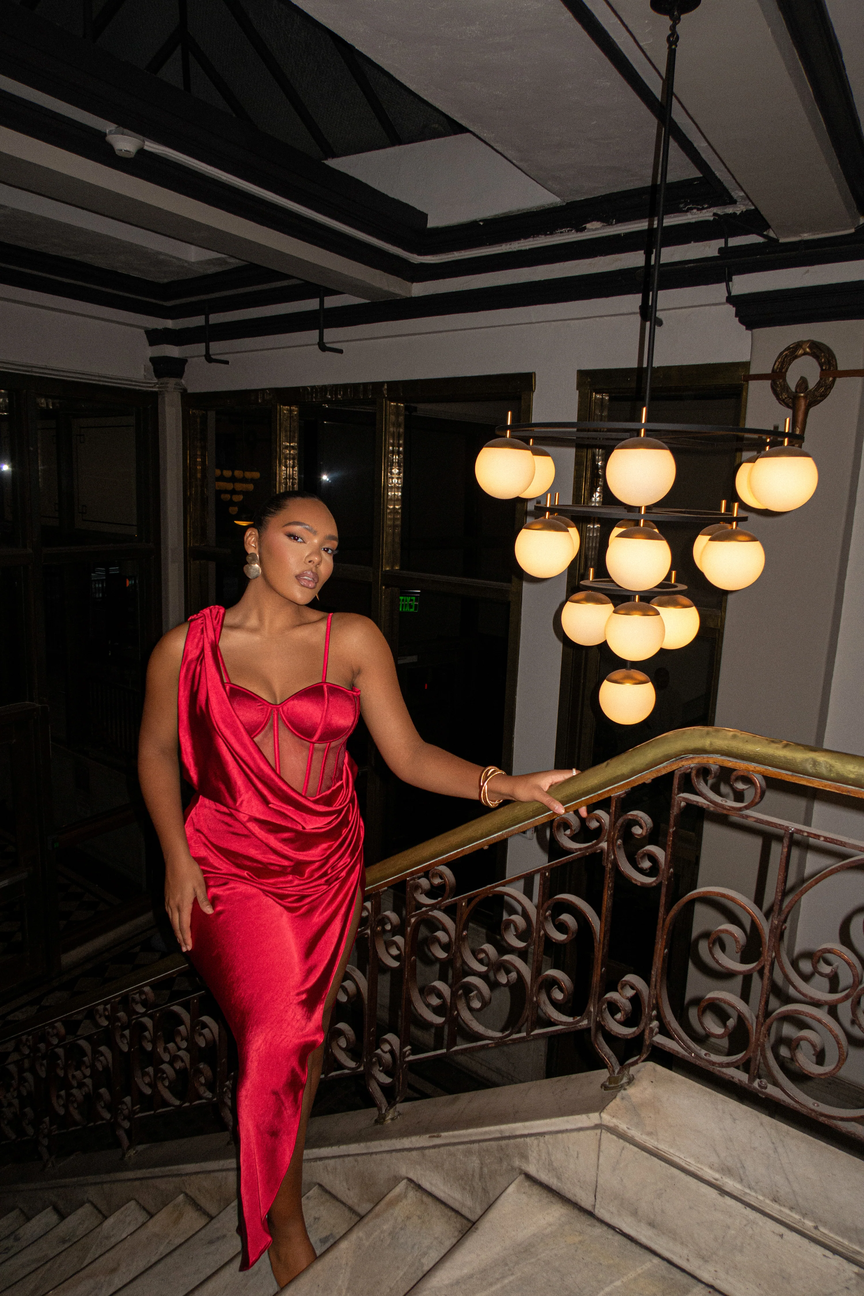 Red Anastacia Drape Maxi Dress - Image 10