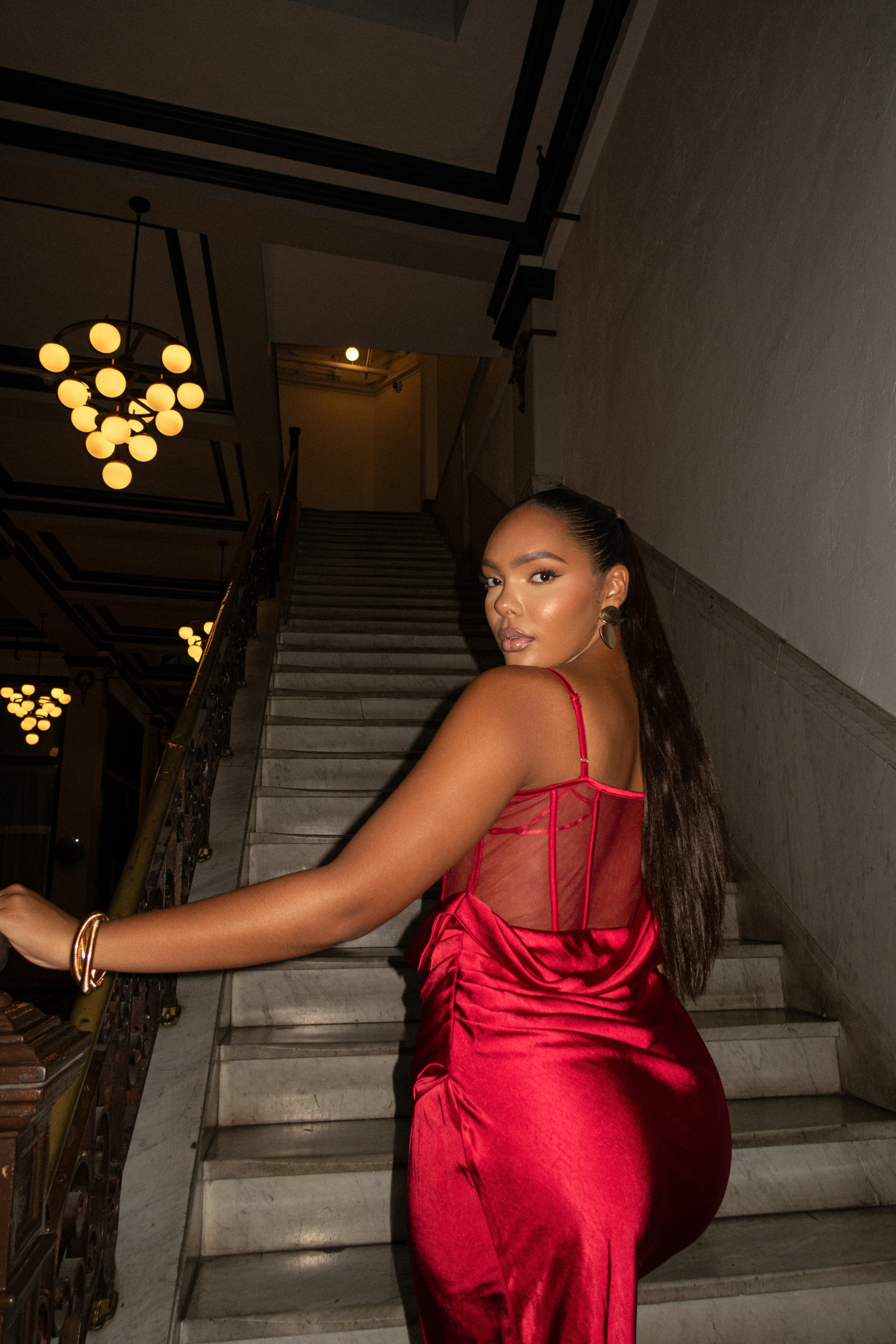 Red Anastacia Drape Maxi Dress - Image 15