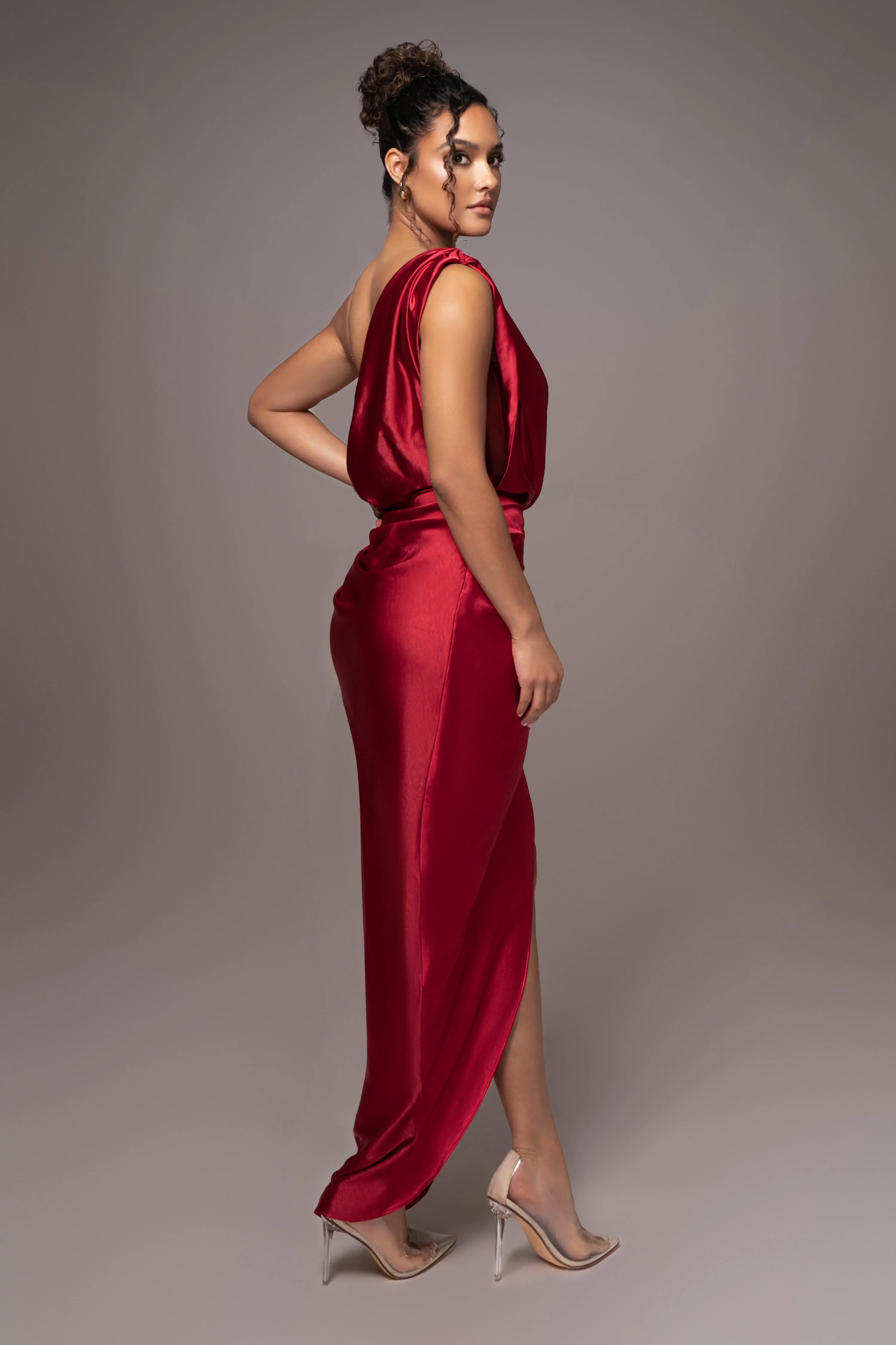 Red Anastacia Drape Maxi Dress - Image 16