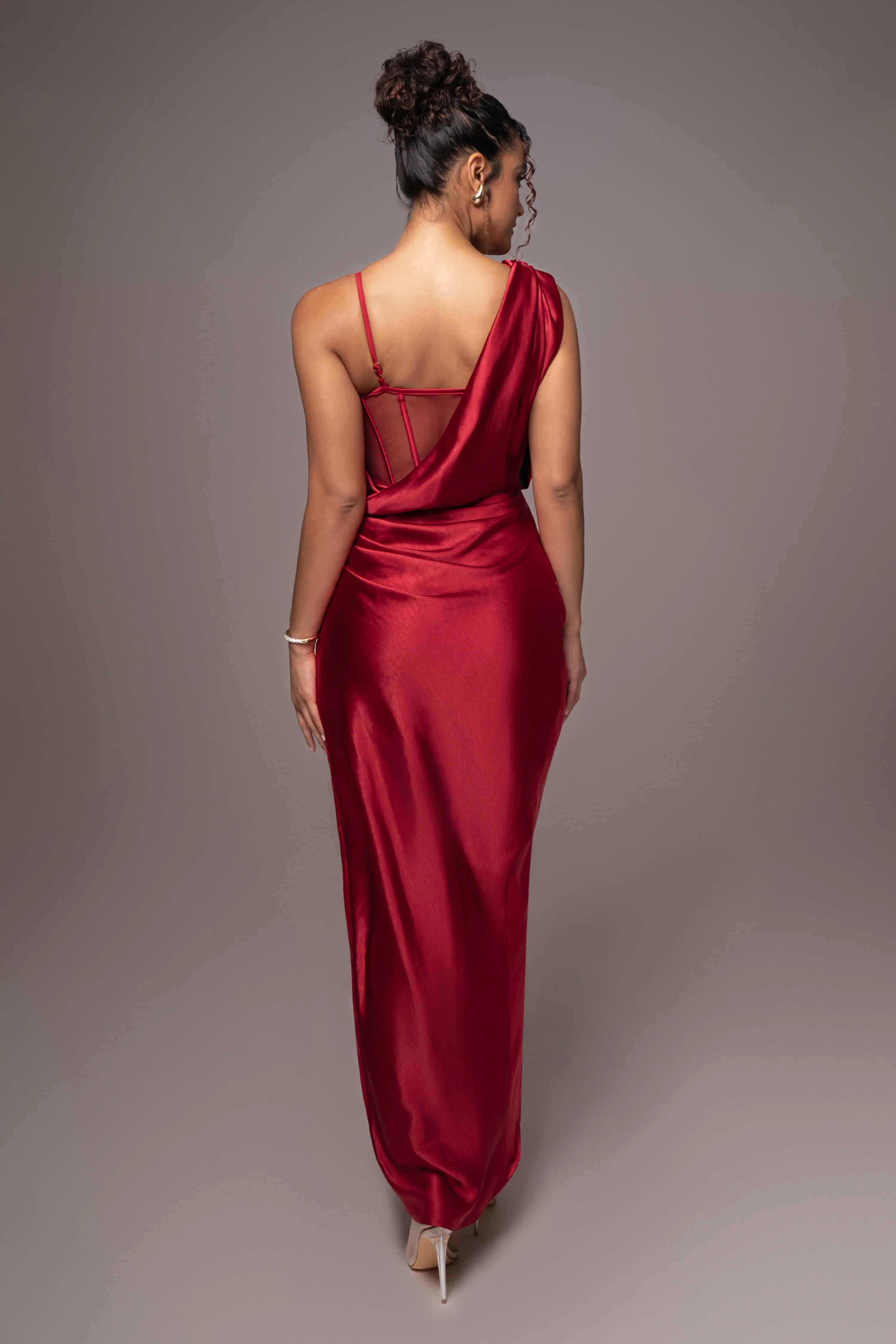Red Anastacia Drape Maxi Dress - Image 17