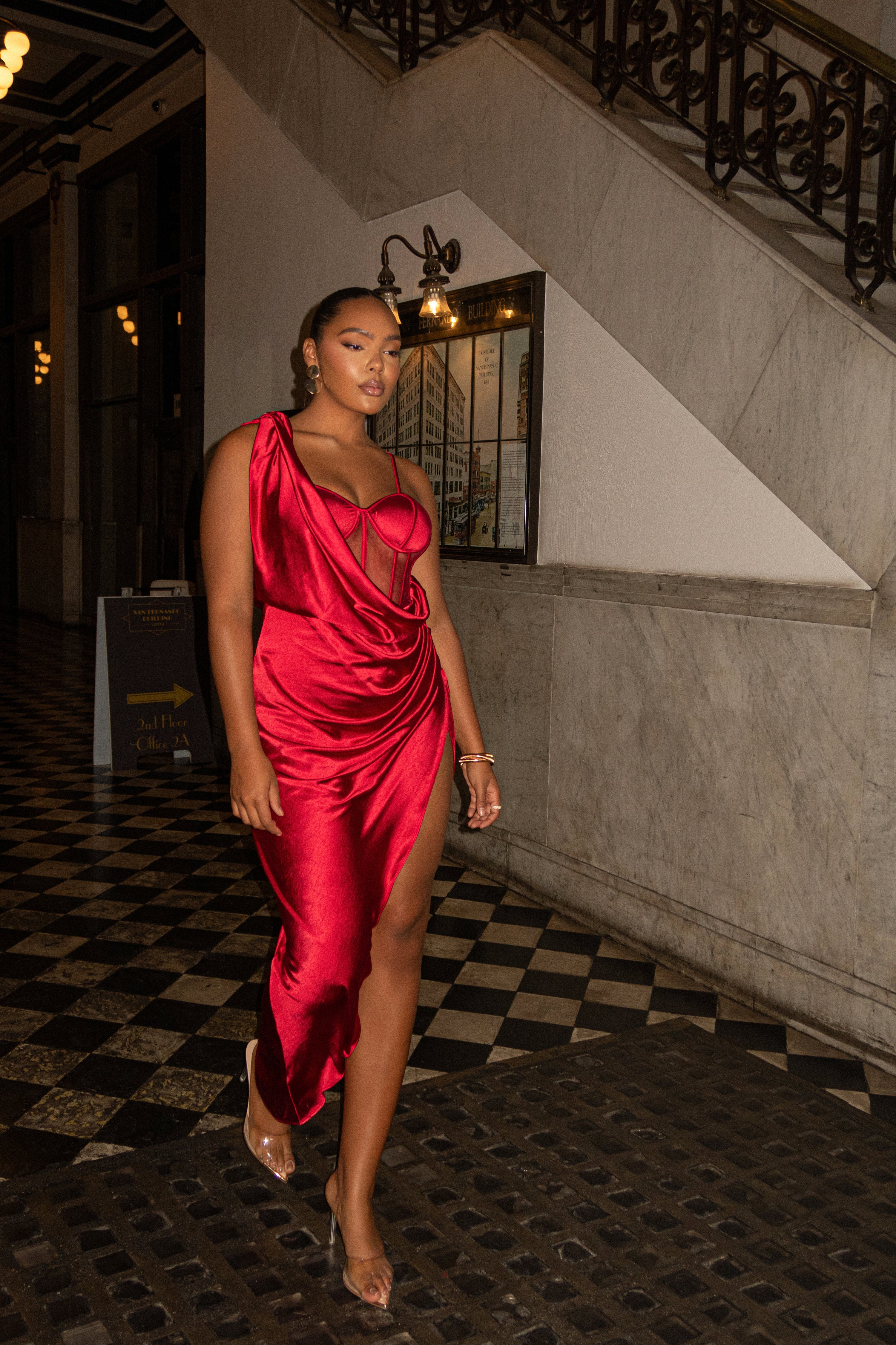 Red Anastacia Drape Maxi Dress - Image 9