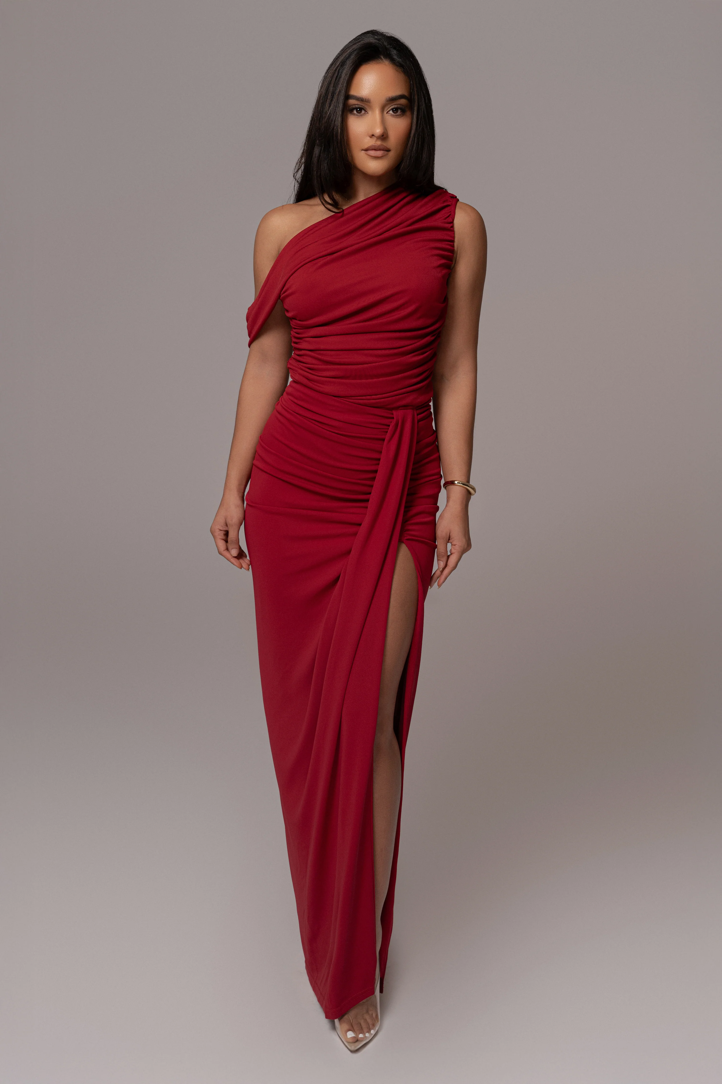 Red Asymmetric Draped Roselyn Top - Image 5