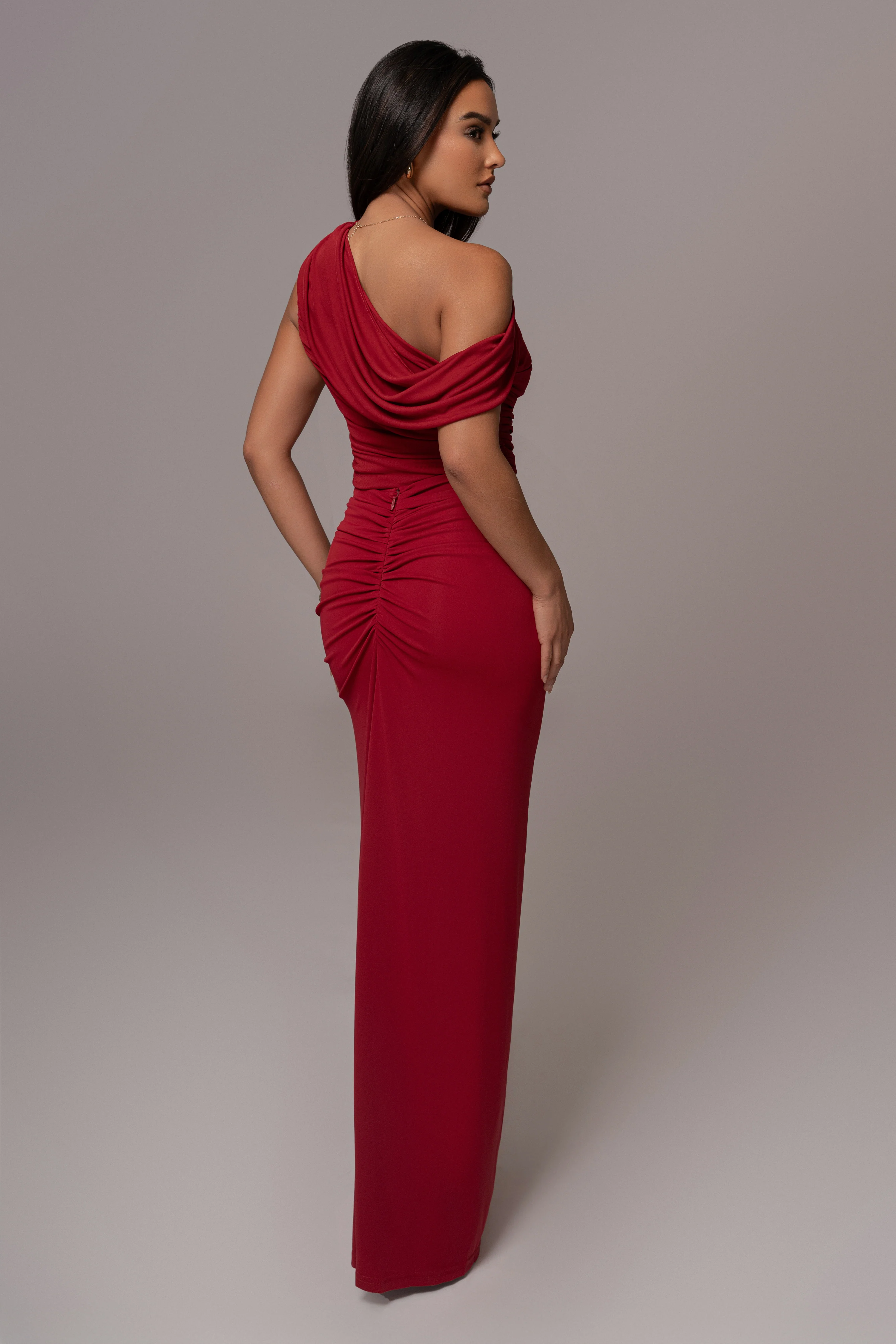 Red Asymmetric Draped Roselyn Top - Image 7