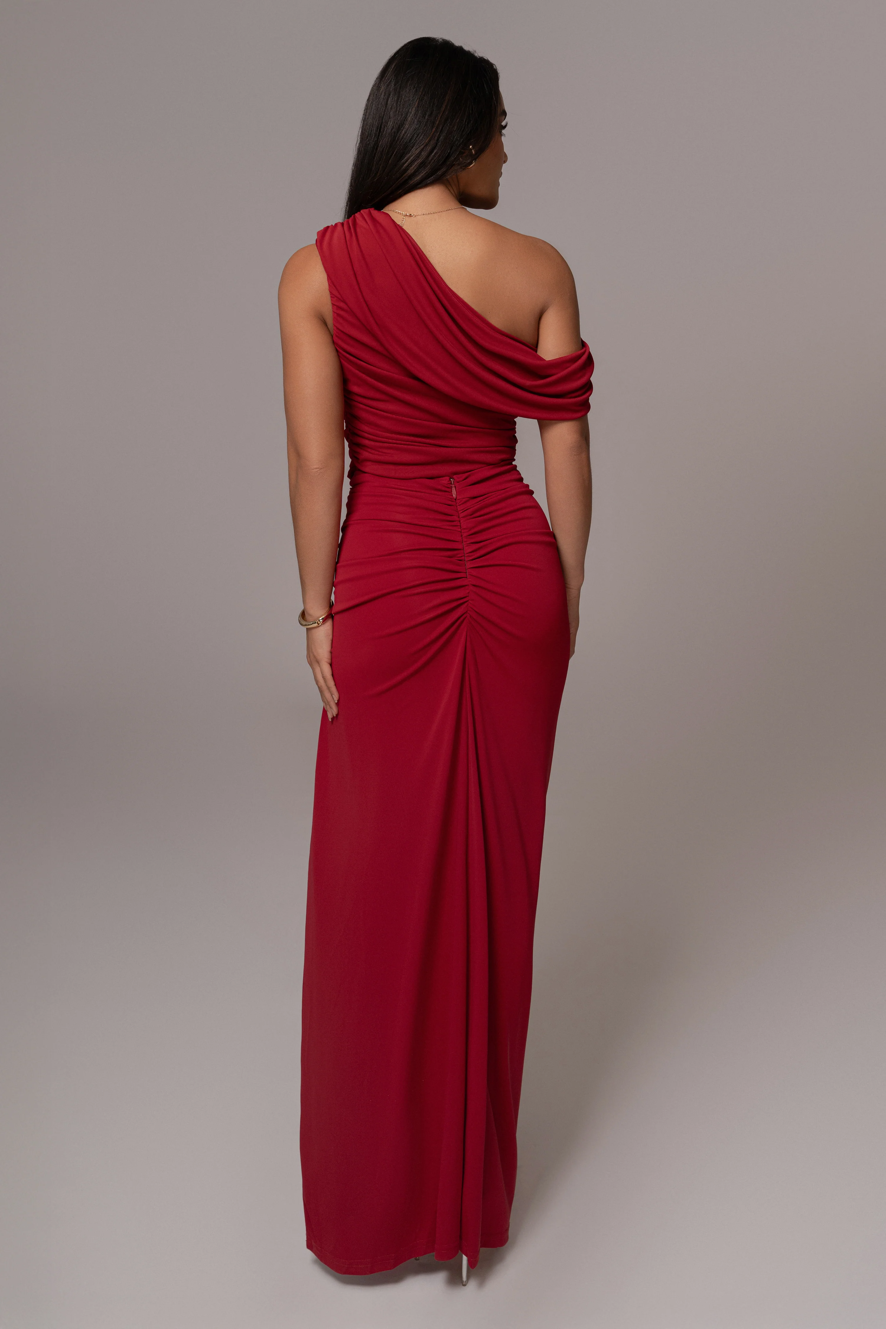 Red Asymmetric Draped Roselyn Top - Image 8