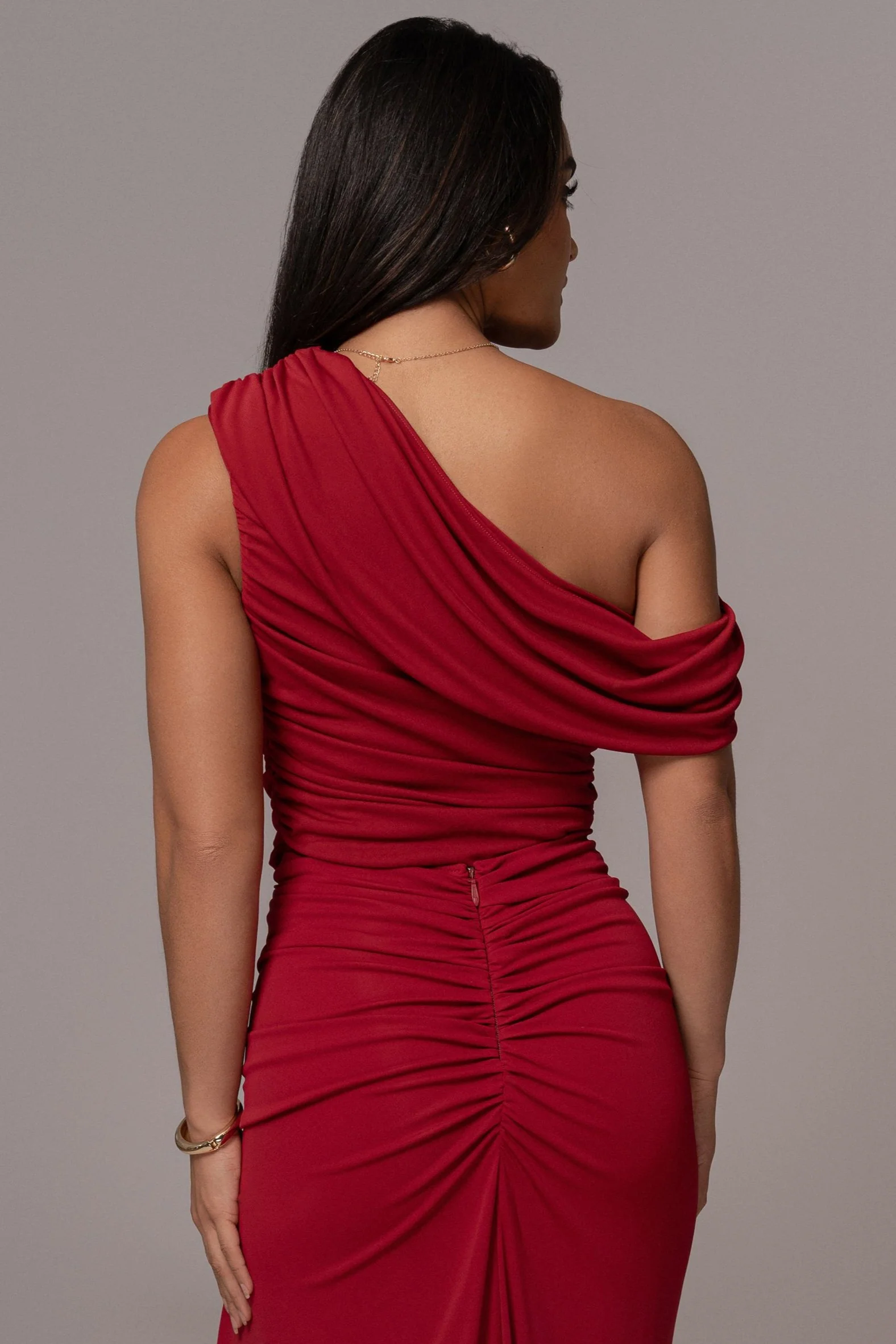 Red Asymmetric Draped Roselyn Top - Image 9