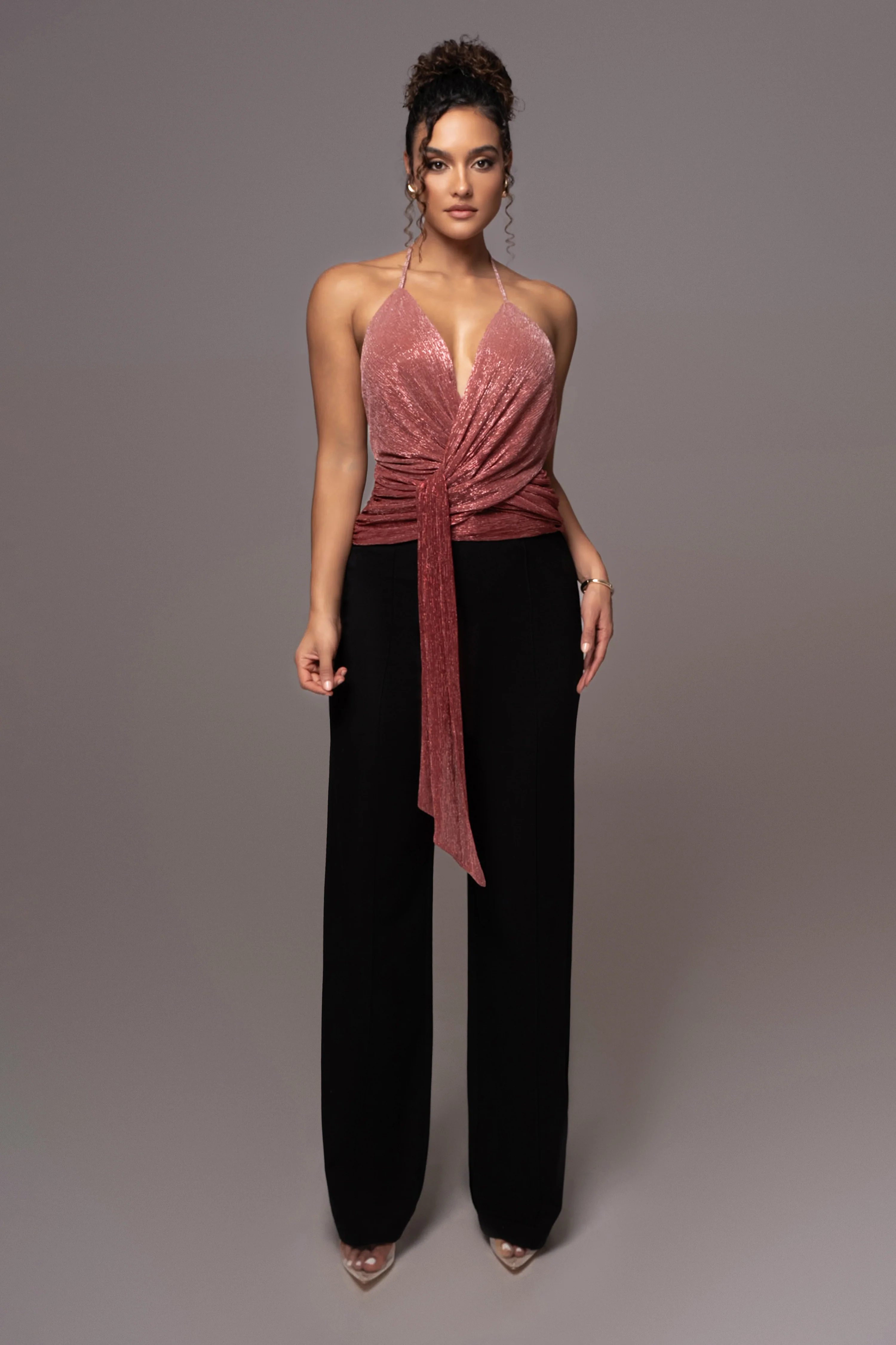 Red Bliss Halter Drape Top - Image 2