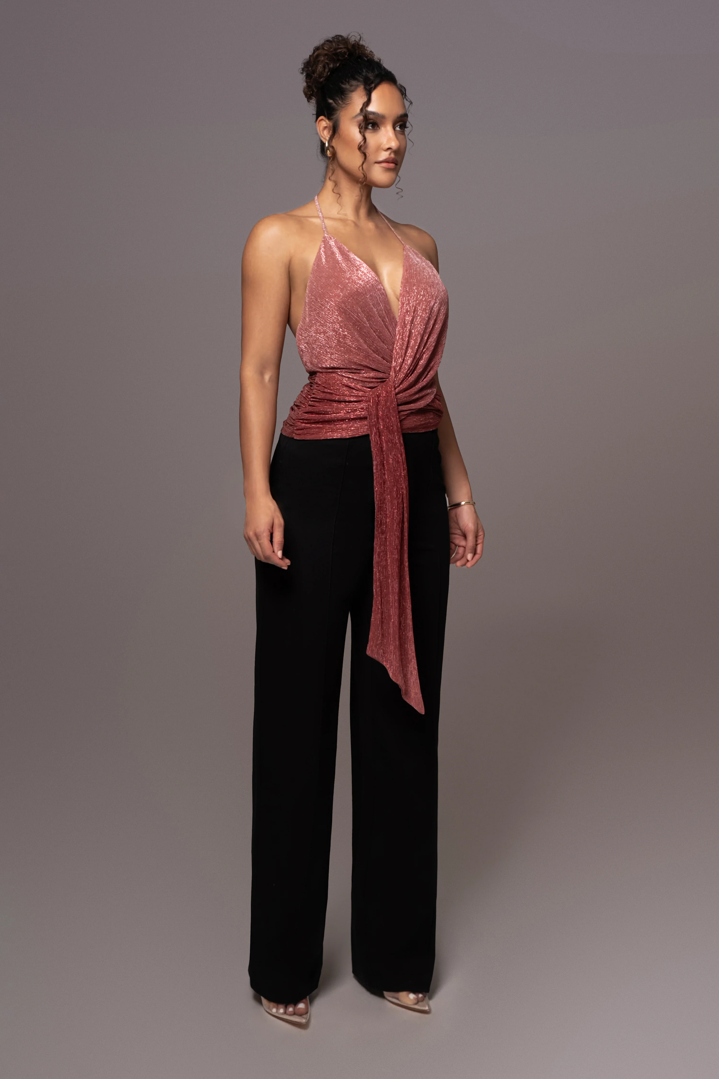 Red Bliss Halter Drape Top - Image 3