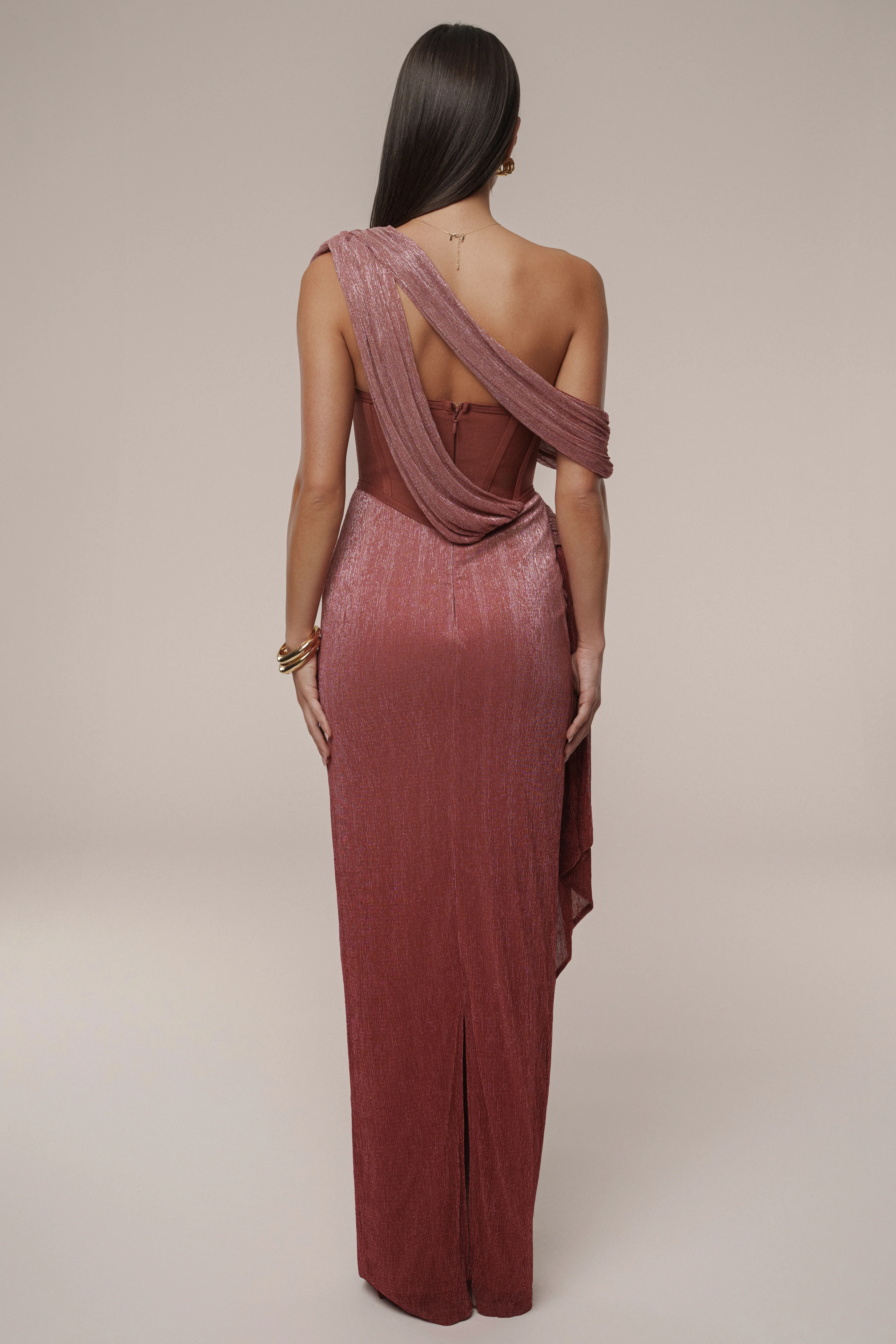 Red Celestina Draped Maxi Dress - Image 8