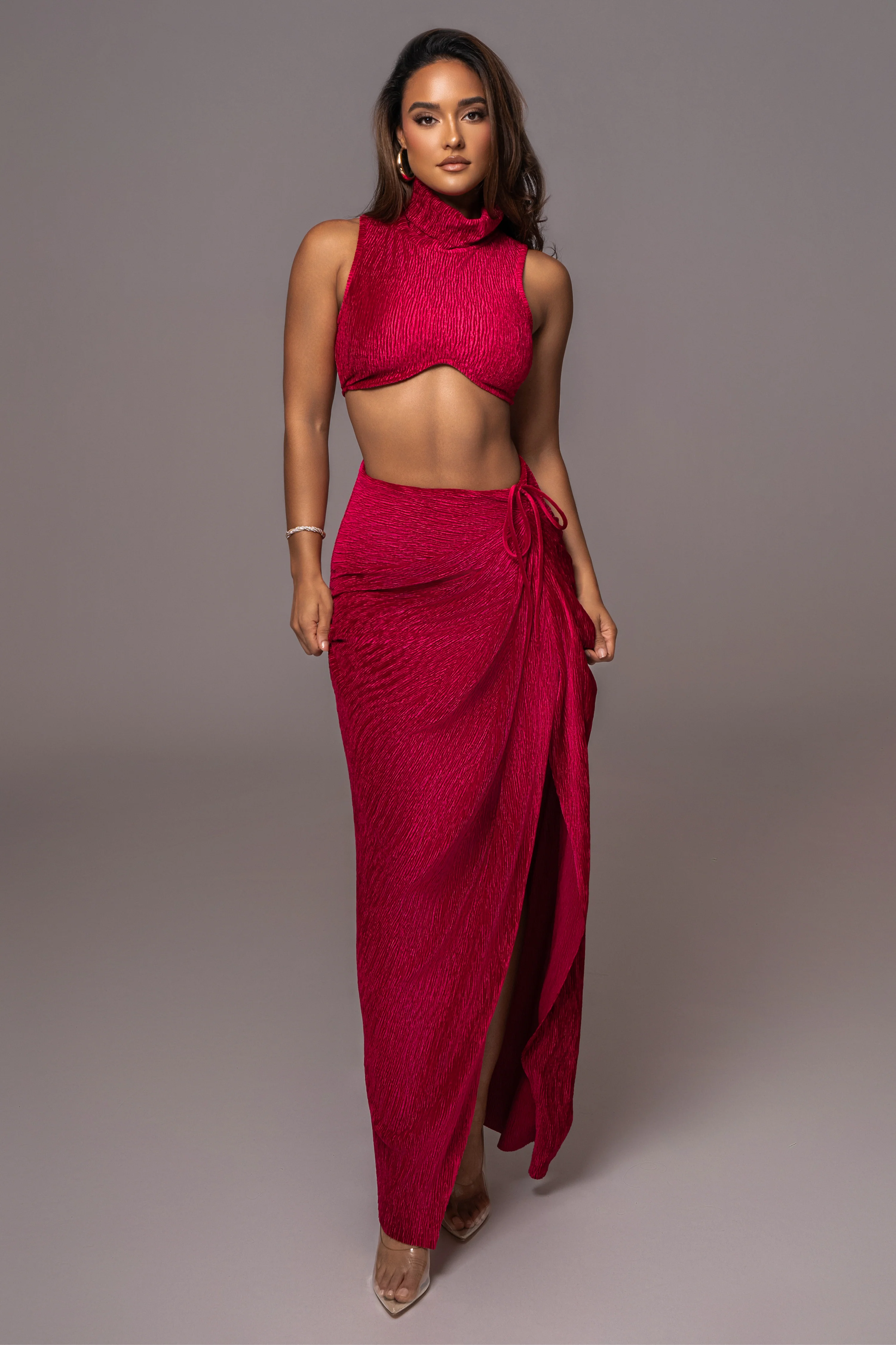 Red Chosen One Velvet Skirt Set - Image 4