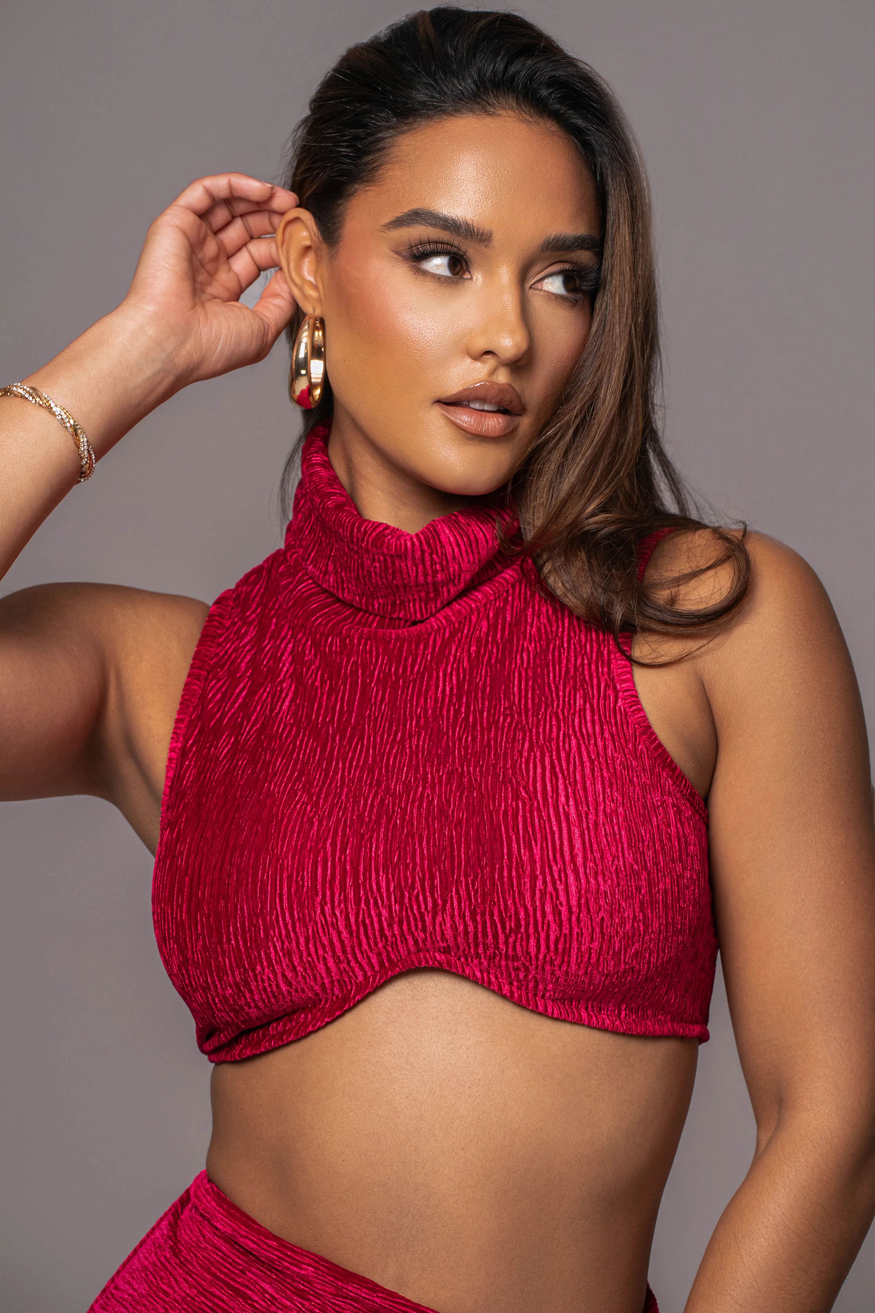 Red Chosen One Velvet Skirt Set - Image 9