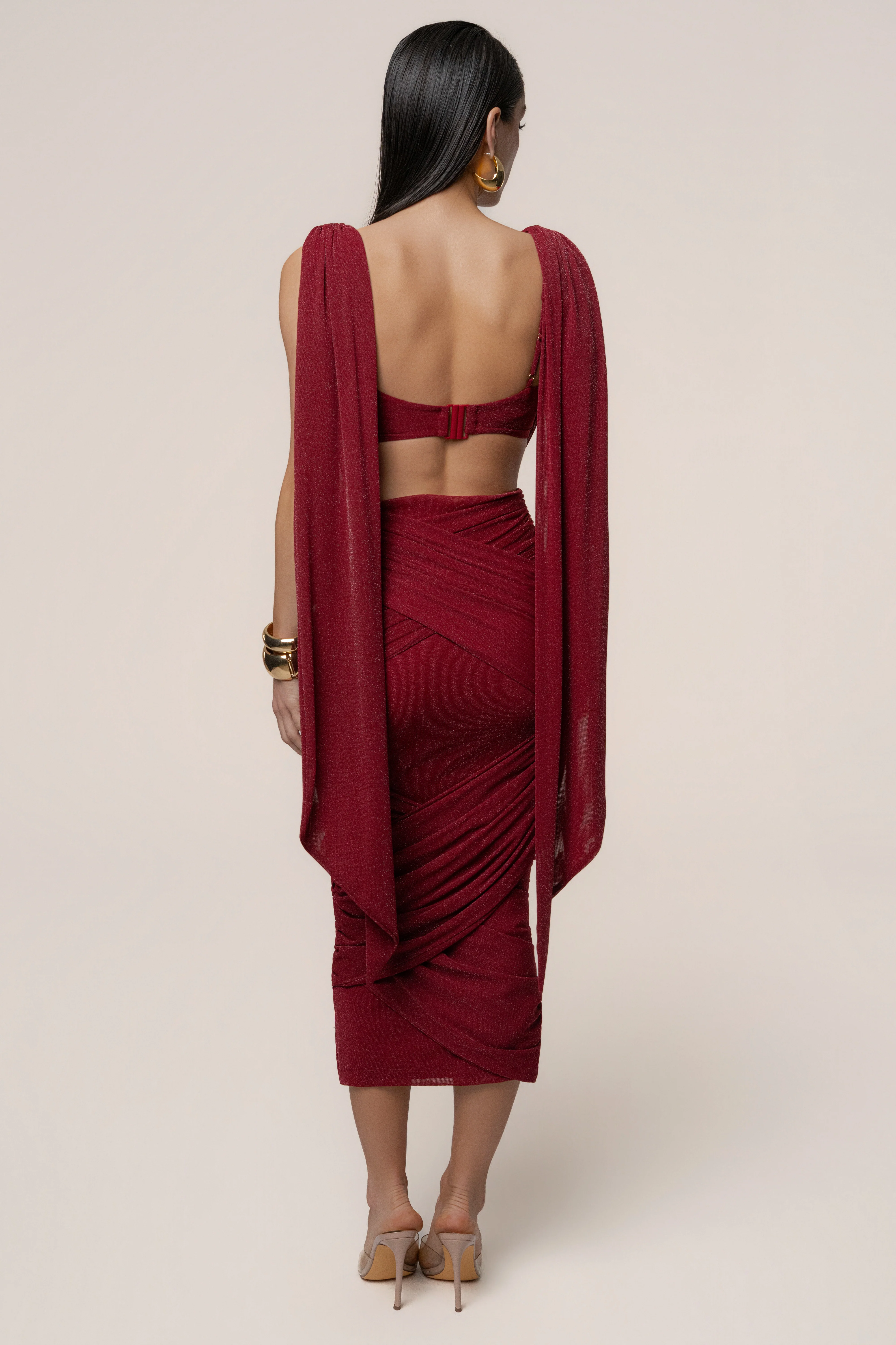 Red Divine Drape Skirt Set - Image 18