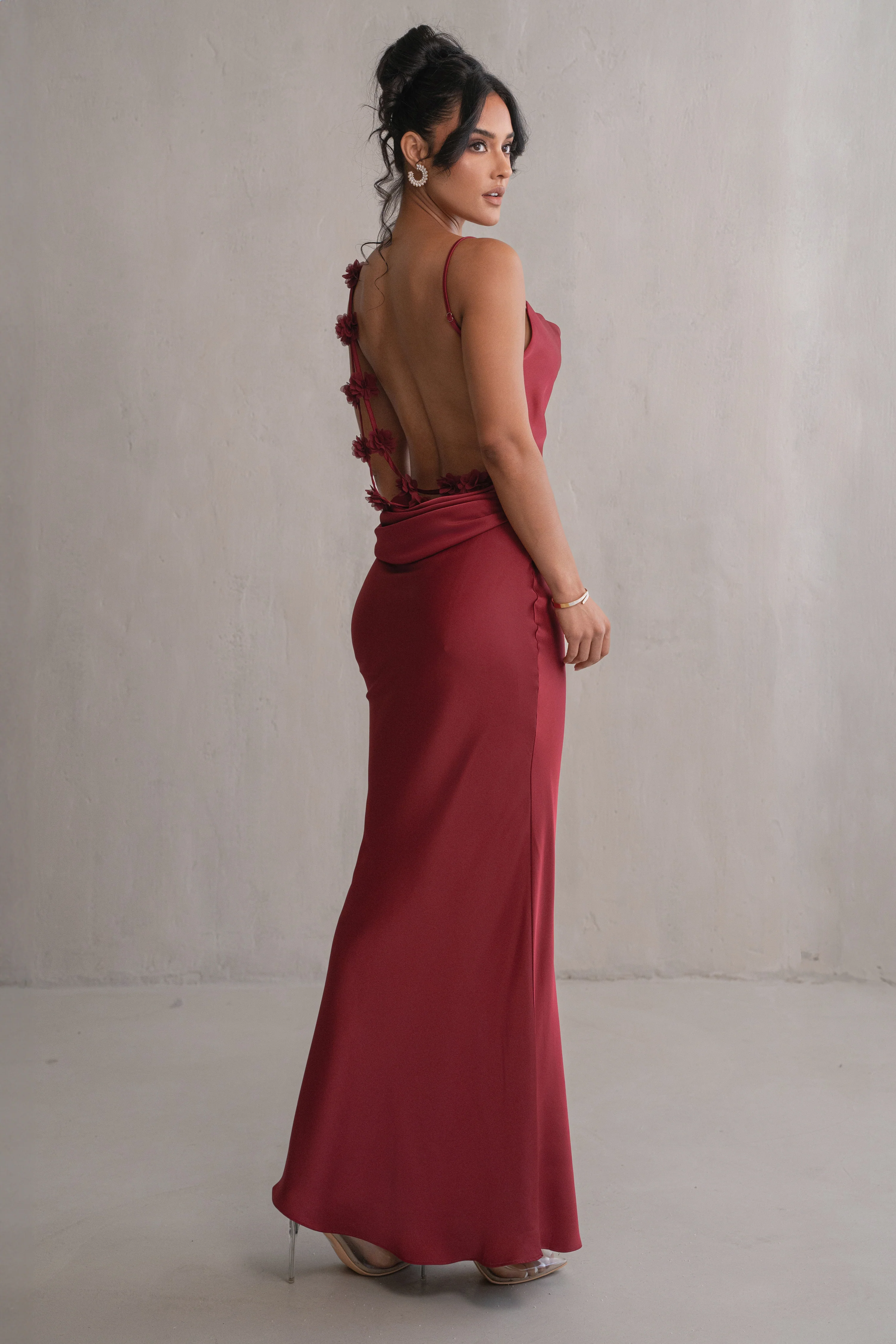 Red Down The Aisle Satin Gown - Image 11