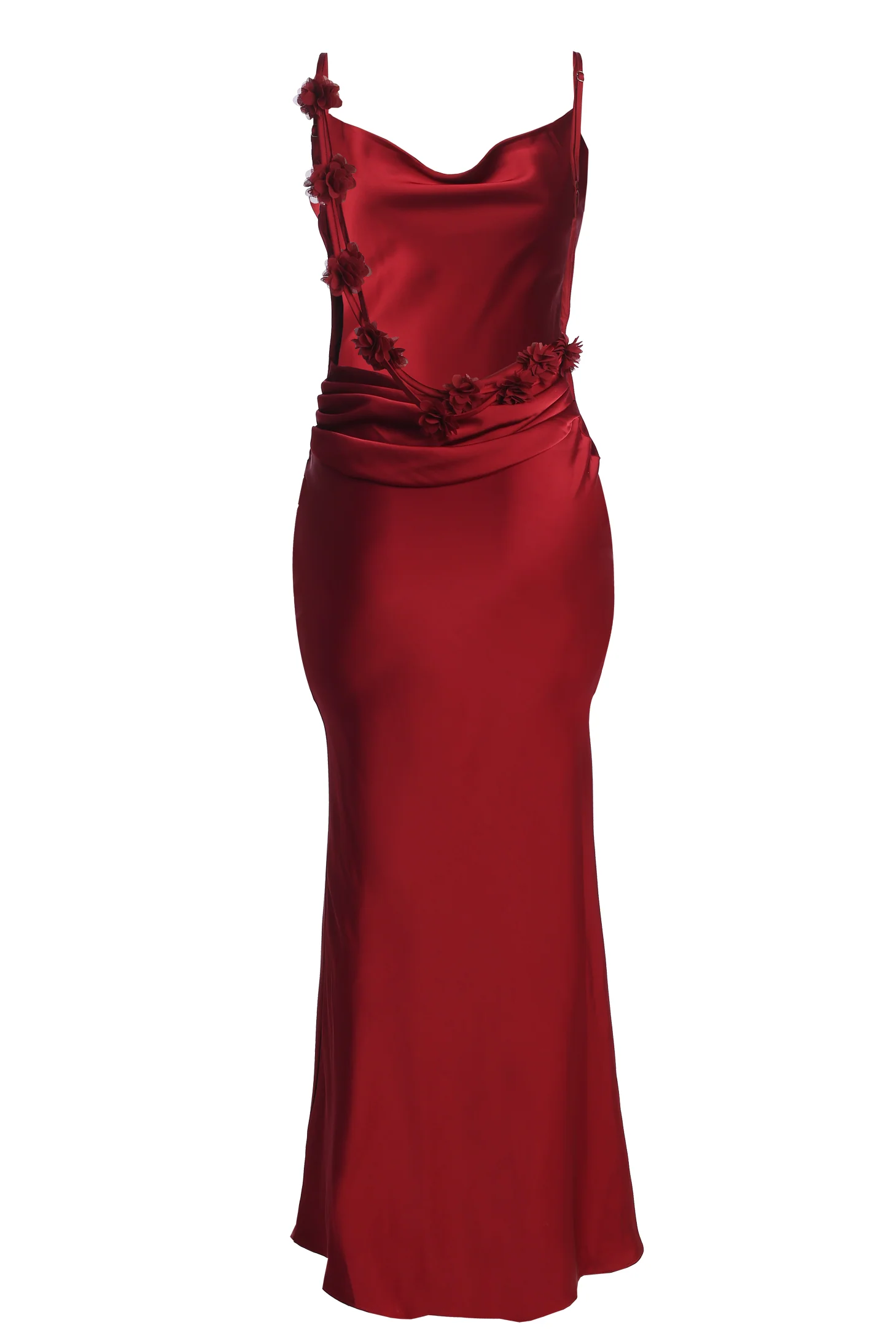 Red Down The Aisle Satin Gown - Image 13
