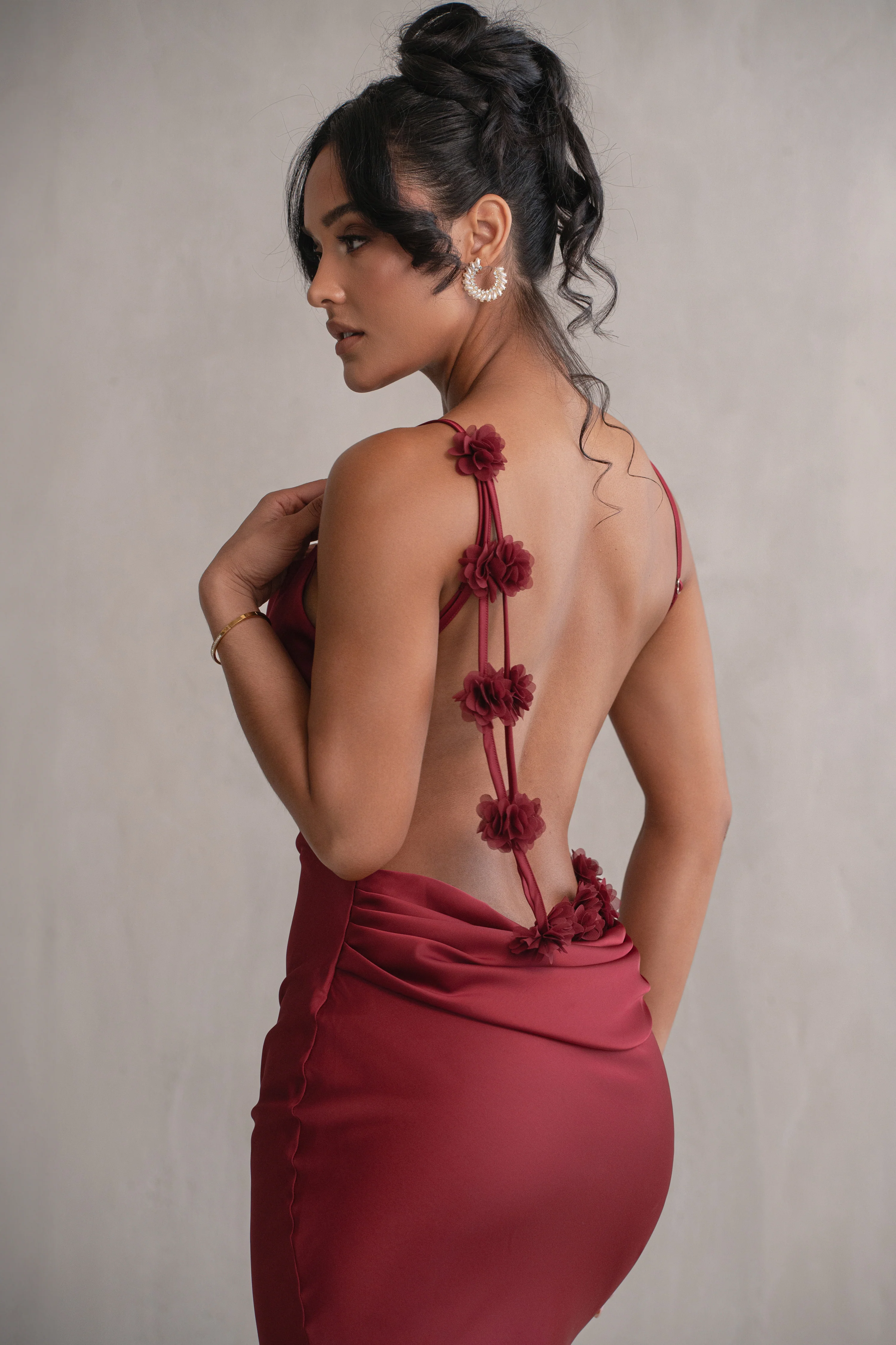 Red Down The Aisle Satin Gown - Image 8