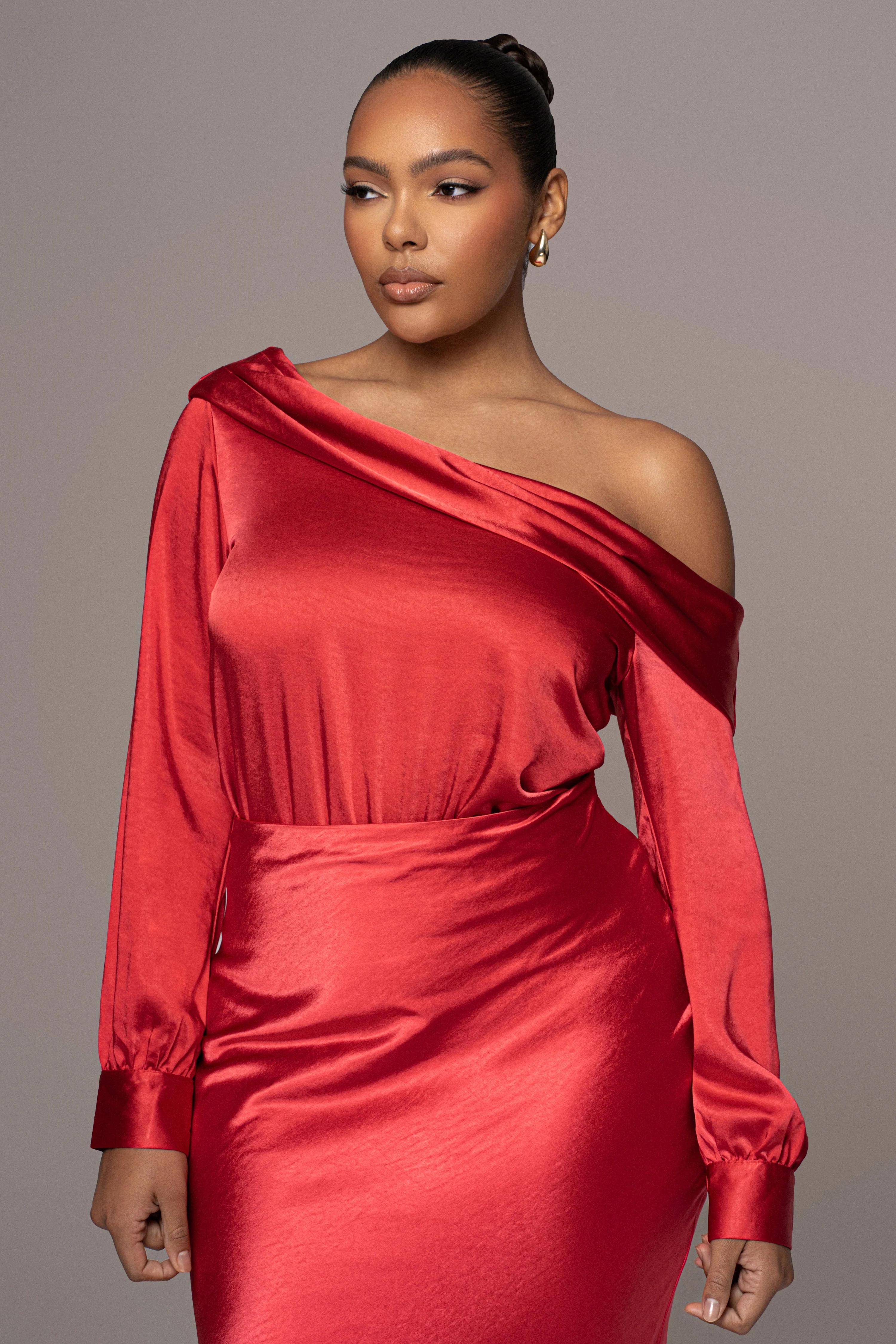 Red Elva Satin Maxi Skirt - Image 6