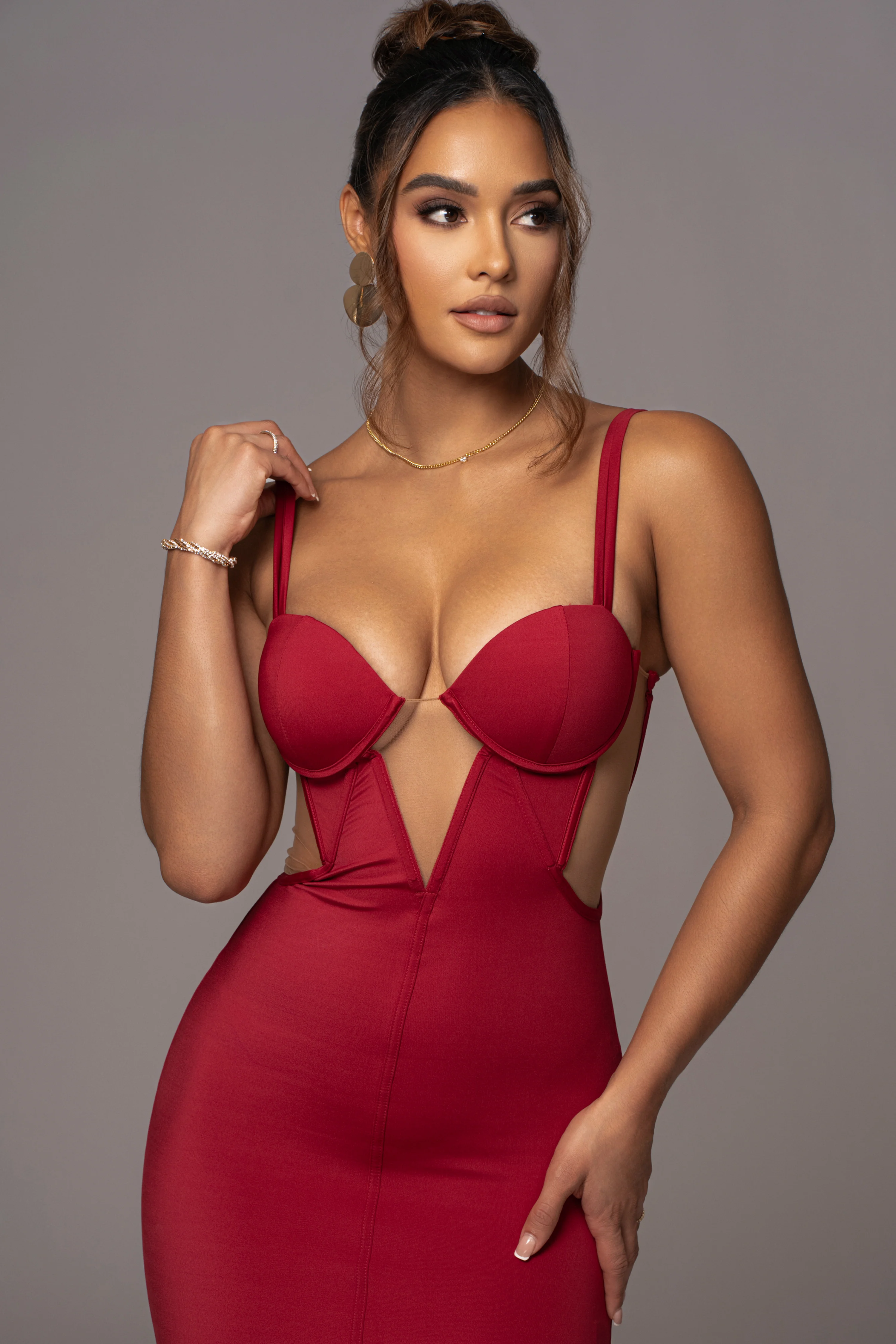 Red Enchantment Bustier Maxi Dress - Image 6