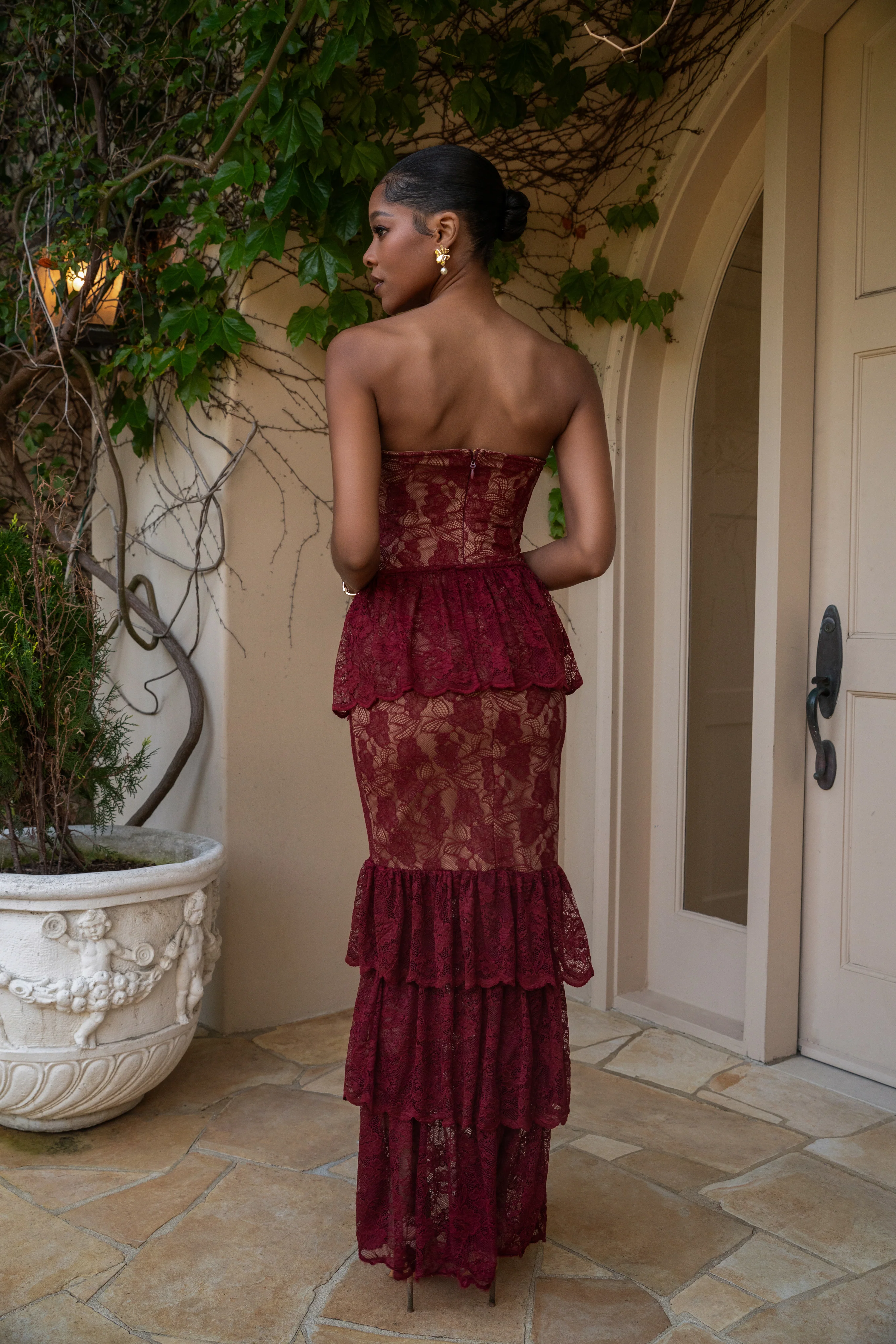 Red Fairytale Ending Lace Maxi Dress - Image 8