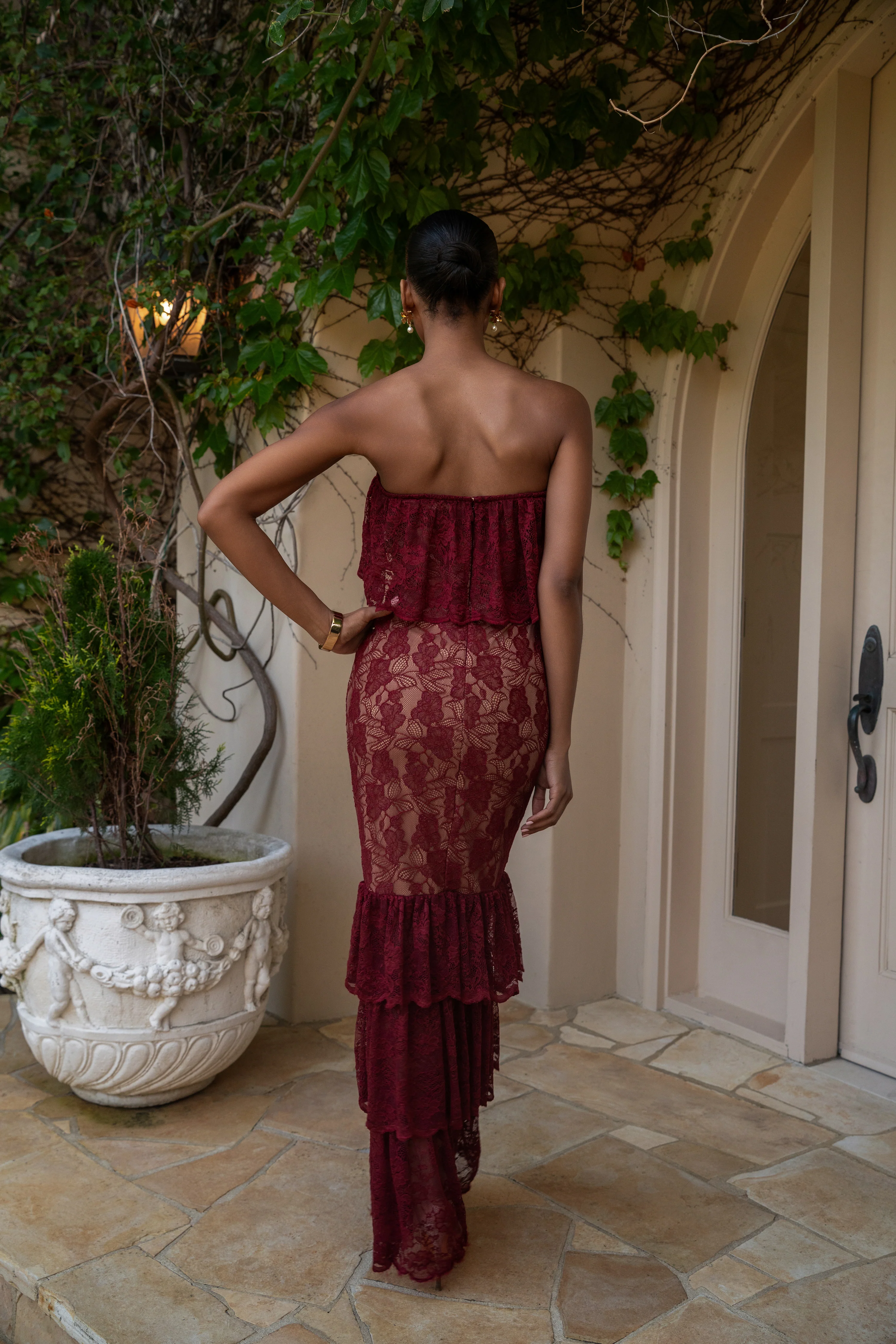 Red Fairytale Ending Lace Maxi Dress - Image 9