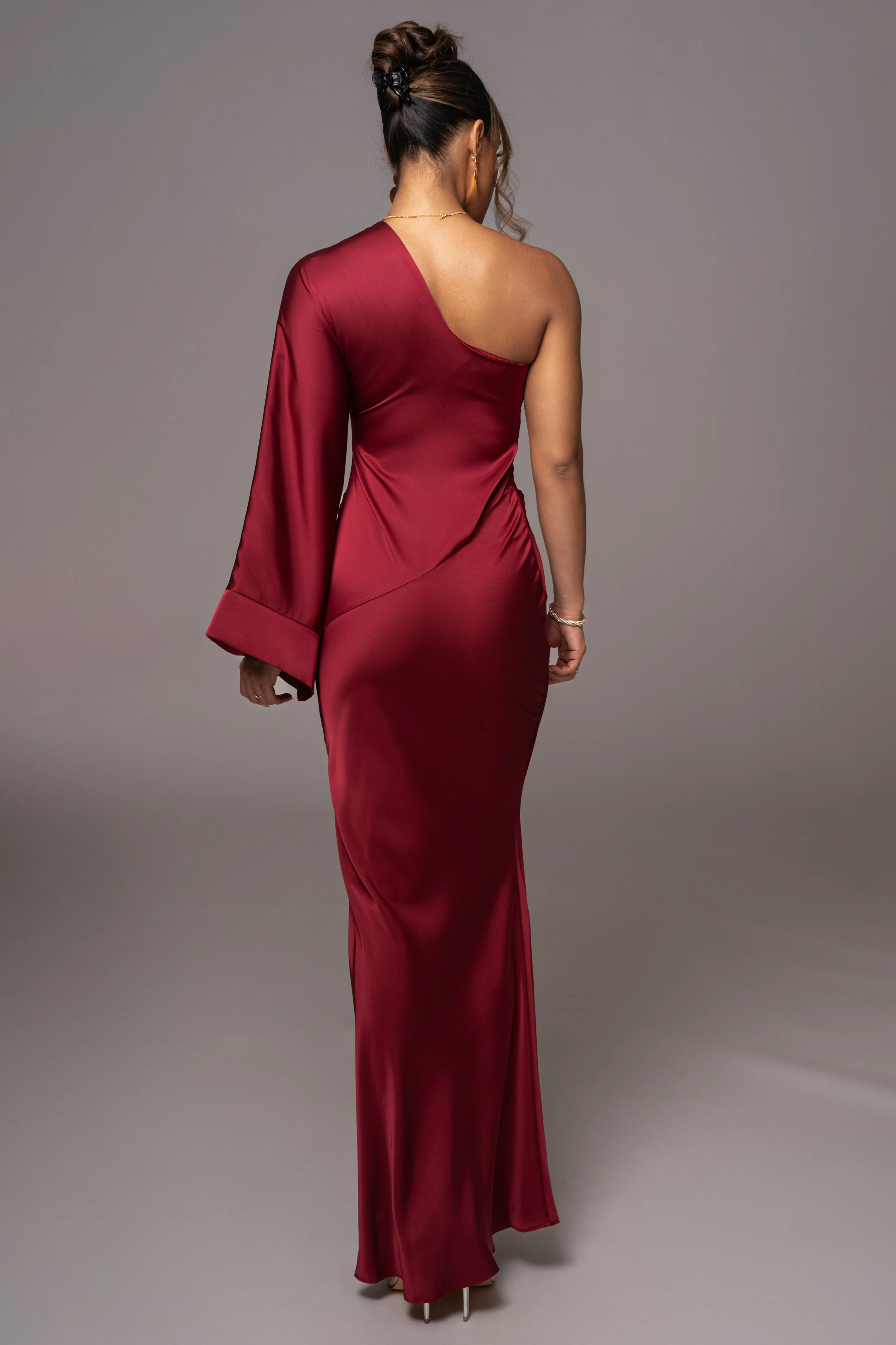 Red Femme Drape Maxi Dress - Image 10