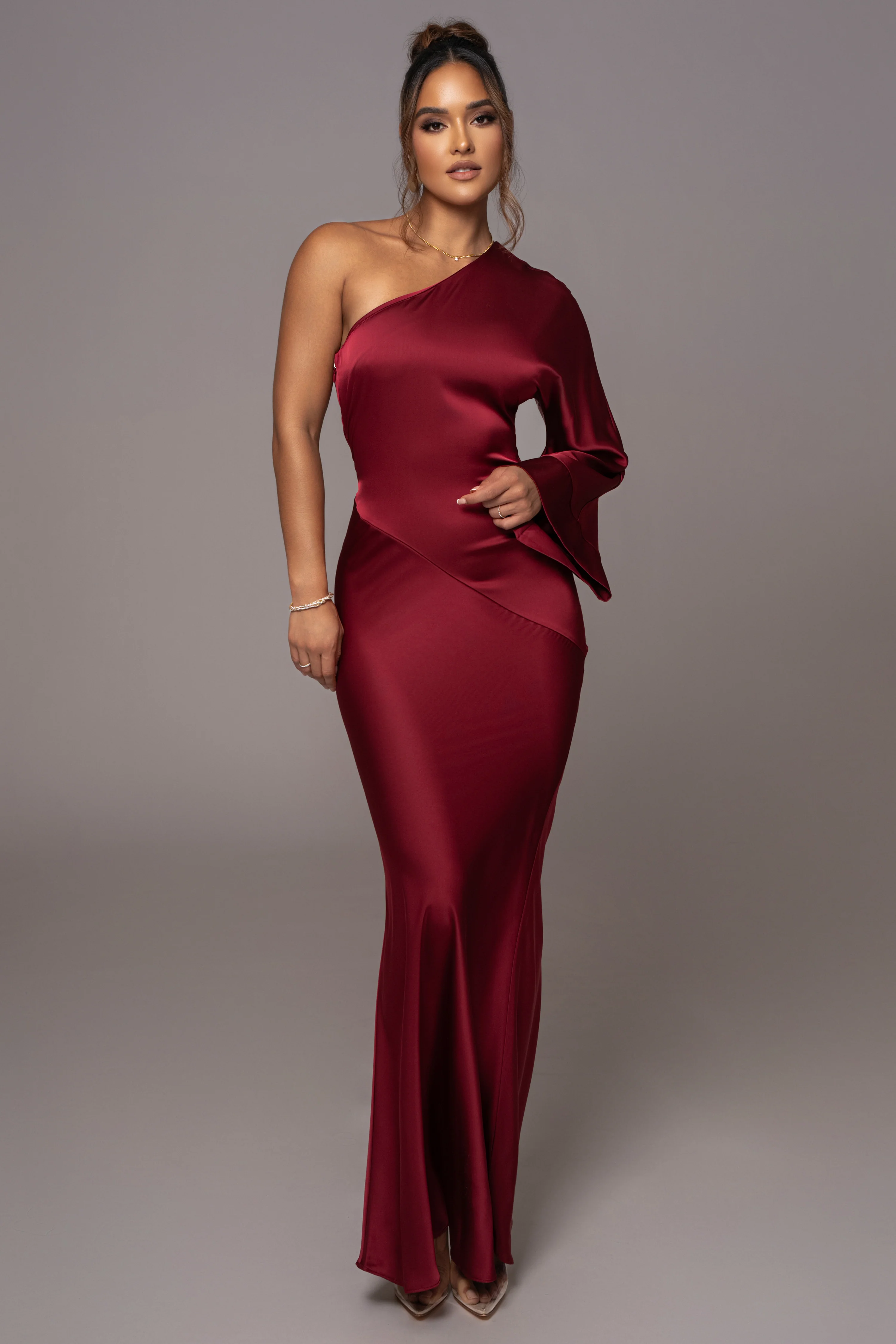 Red Femme Drape Maxi Dress - Image 4