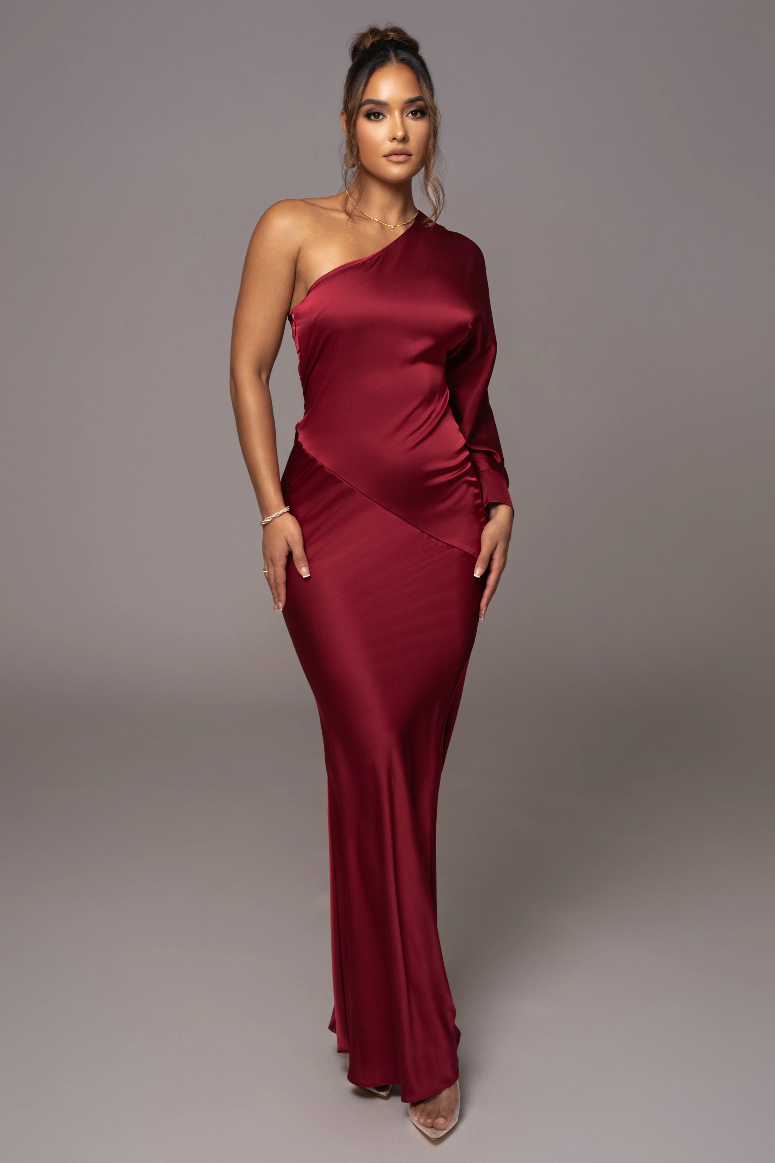 Red Femme Drape Maxi Dress - Image 6