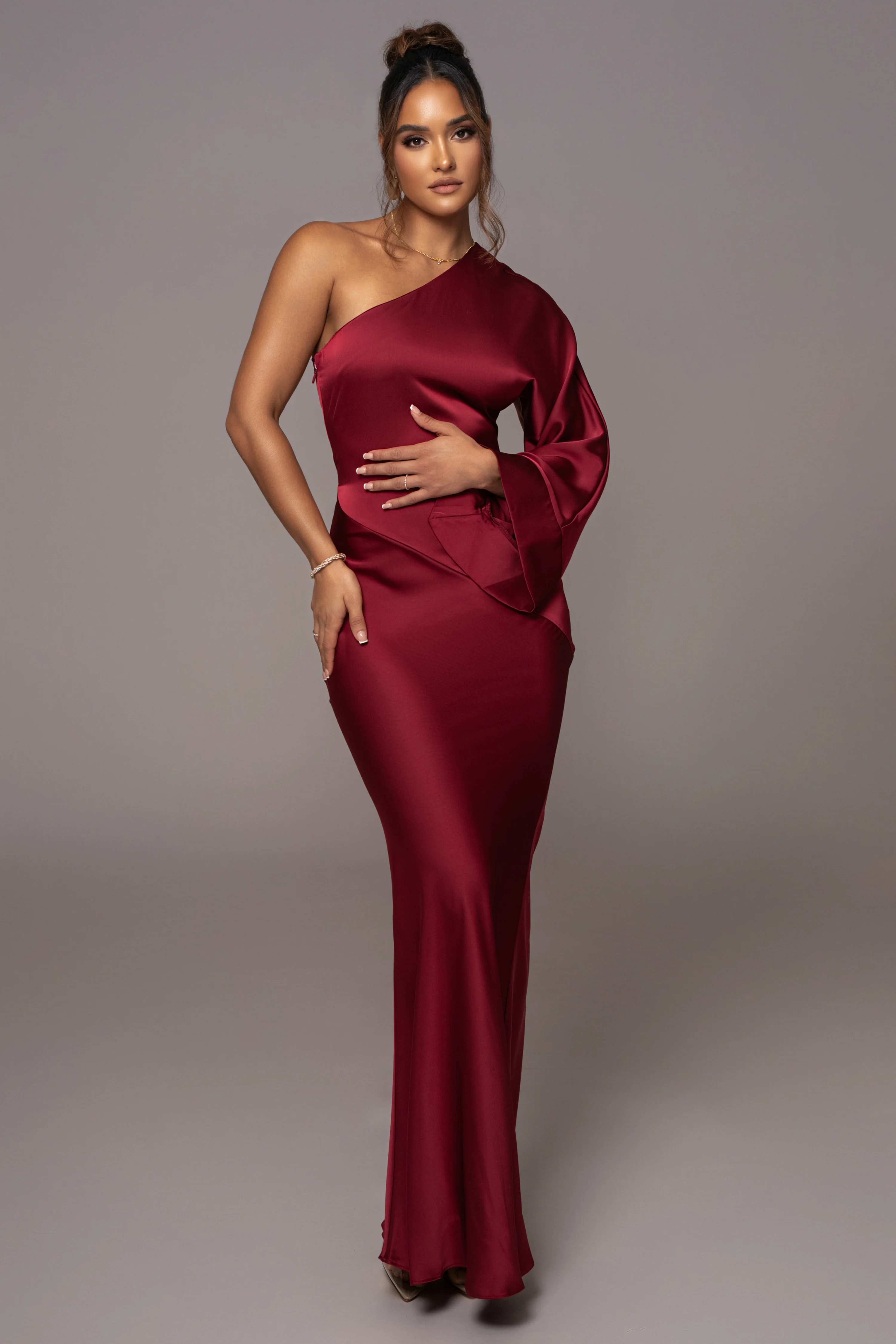 Red Femme Drape Maxi Dress - Image 7